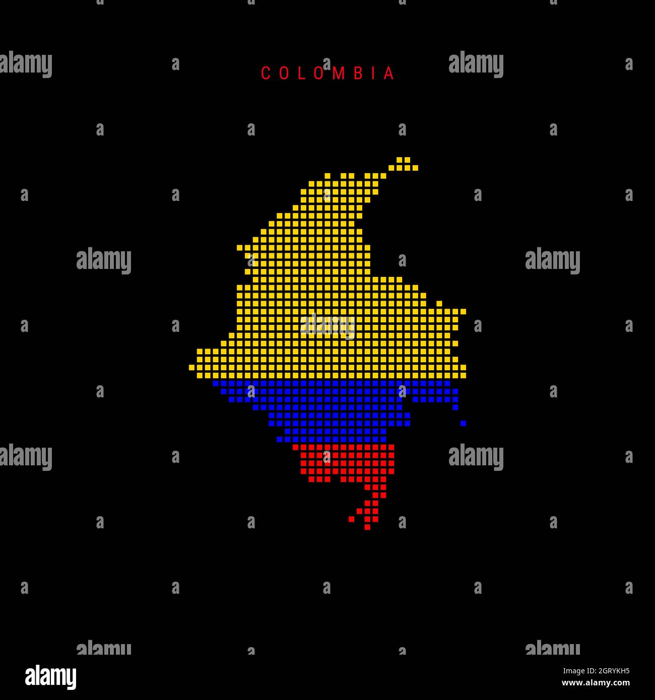 Square dots pattern map of Colombia. Dotted pixel map with national ...