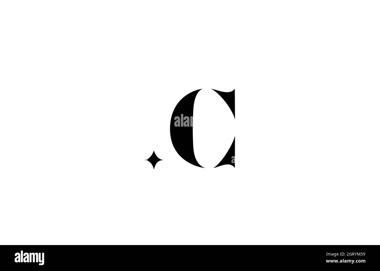 black and white C alphabet letter logo for business with star. Creative lettering for company. Corporate identity branding design icon Stock Vector
