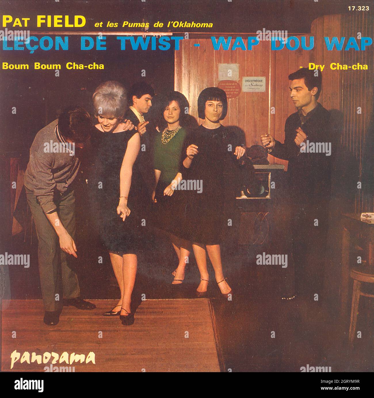 Pat Field & les Pumas de l'Oklahoma - Leçon de Twist - Wap Dou Wap EP - Vintage Vinyl Record Cover Stock Photo