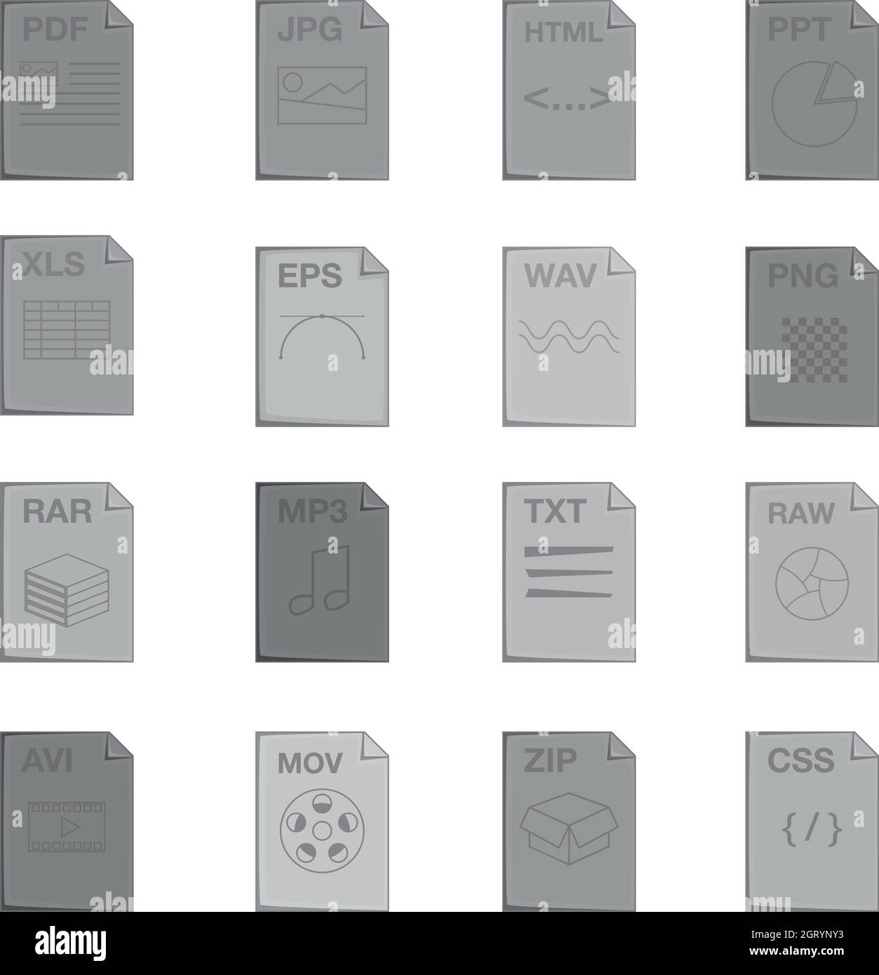 File extension icons set, monochrome style Stock Vector Image & Art Alamy