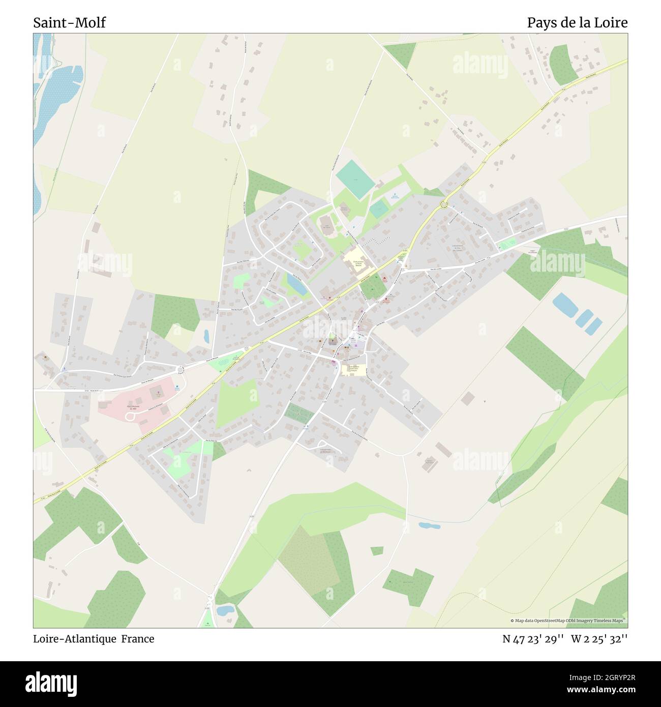 Saint-Molf, Loire-Atlantique, France, Pays de la Loire, N 47 23' 29'', W 2 25' 32'', map, Timeless Map published in 2021. Travelers, explorers and adventurers like Florence Nightingale, David Livingstone, Ernest Shackleton, Lewis and Clark and Sherlock Holmes relied on maps to plan travels to the world's most remote corners, Timeless Maps is mapping most locations on the globe, showing the achievement of great dreams Stock Photo