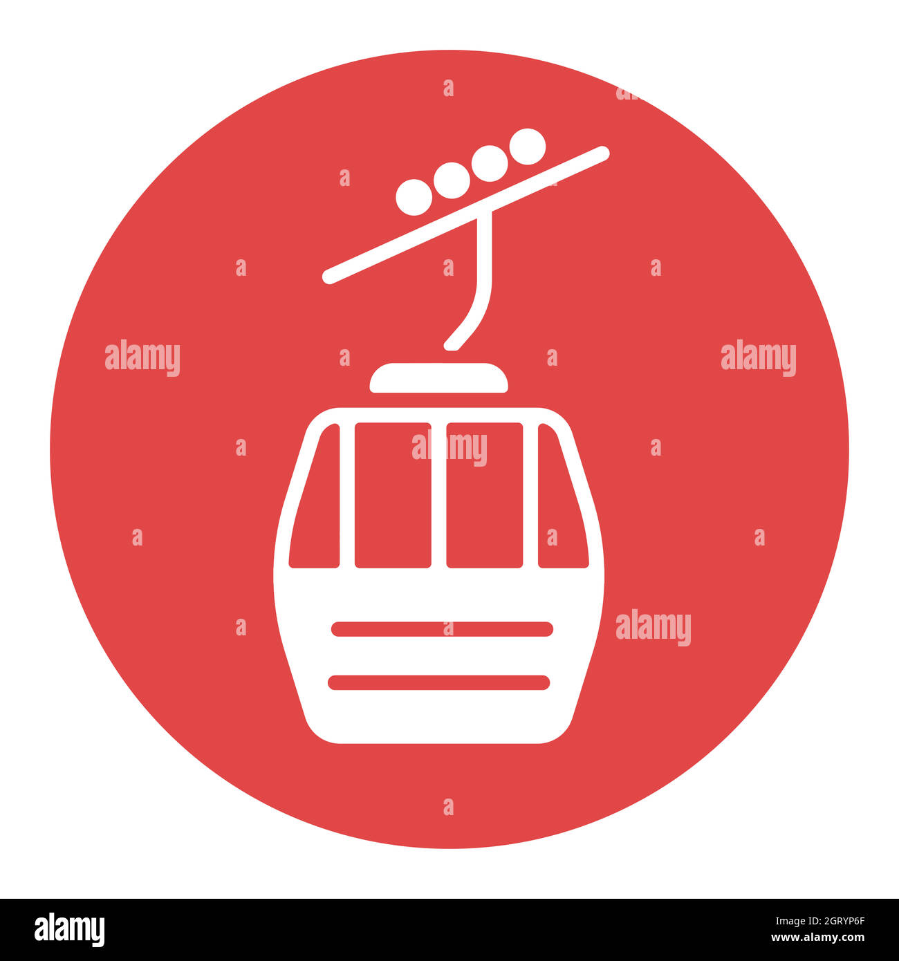 Ski lift gondola flat vector white glyph icon Stock Vector