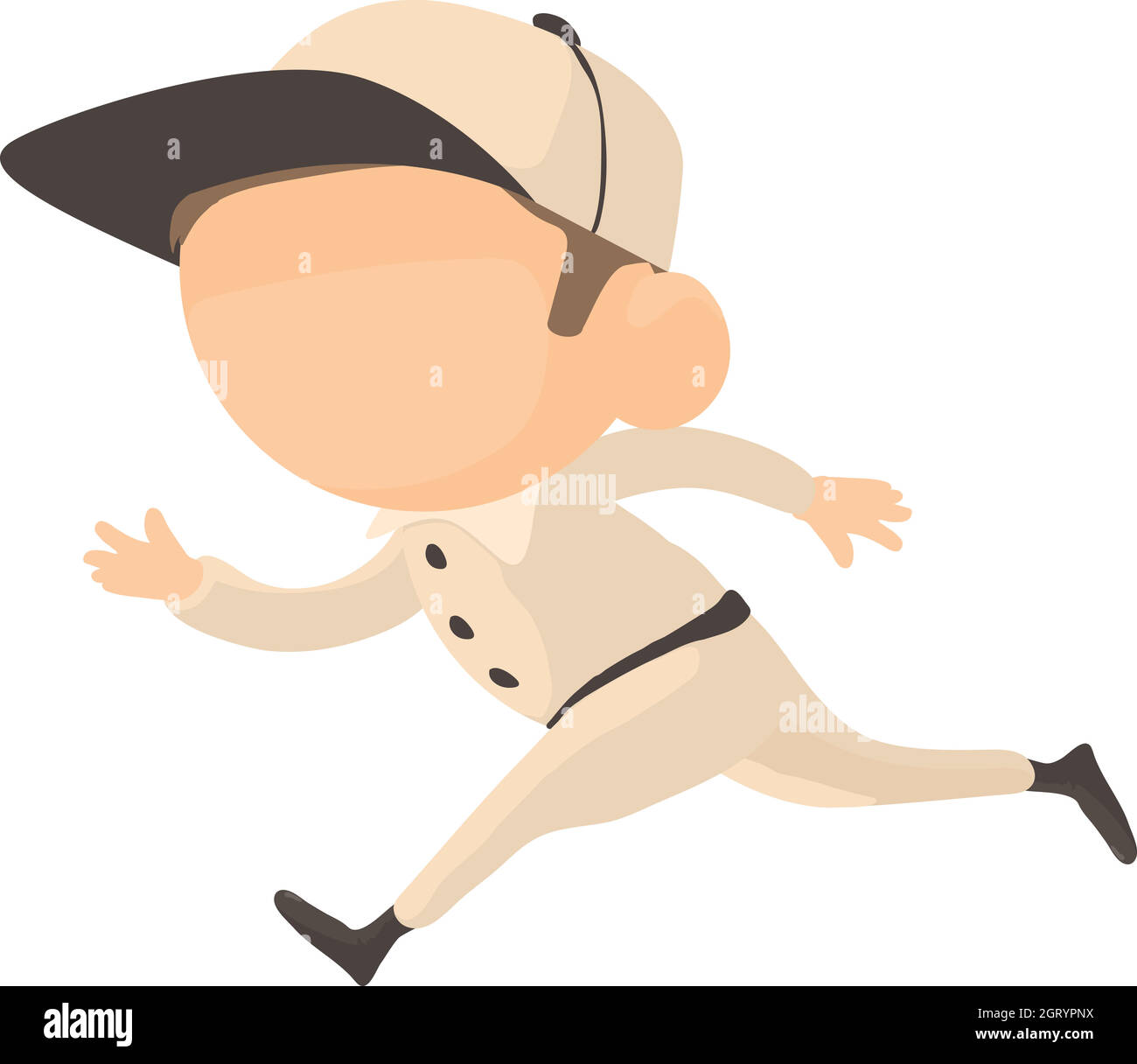 A cartoon illustration of a man baseball player running Stock