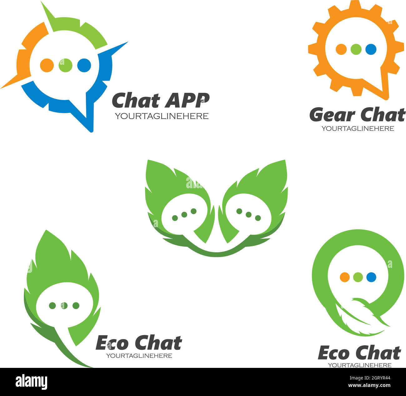 speech bubble leaf,gear,compass  concept  logo icon vector Stock Vector
