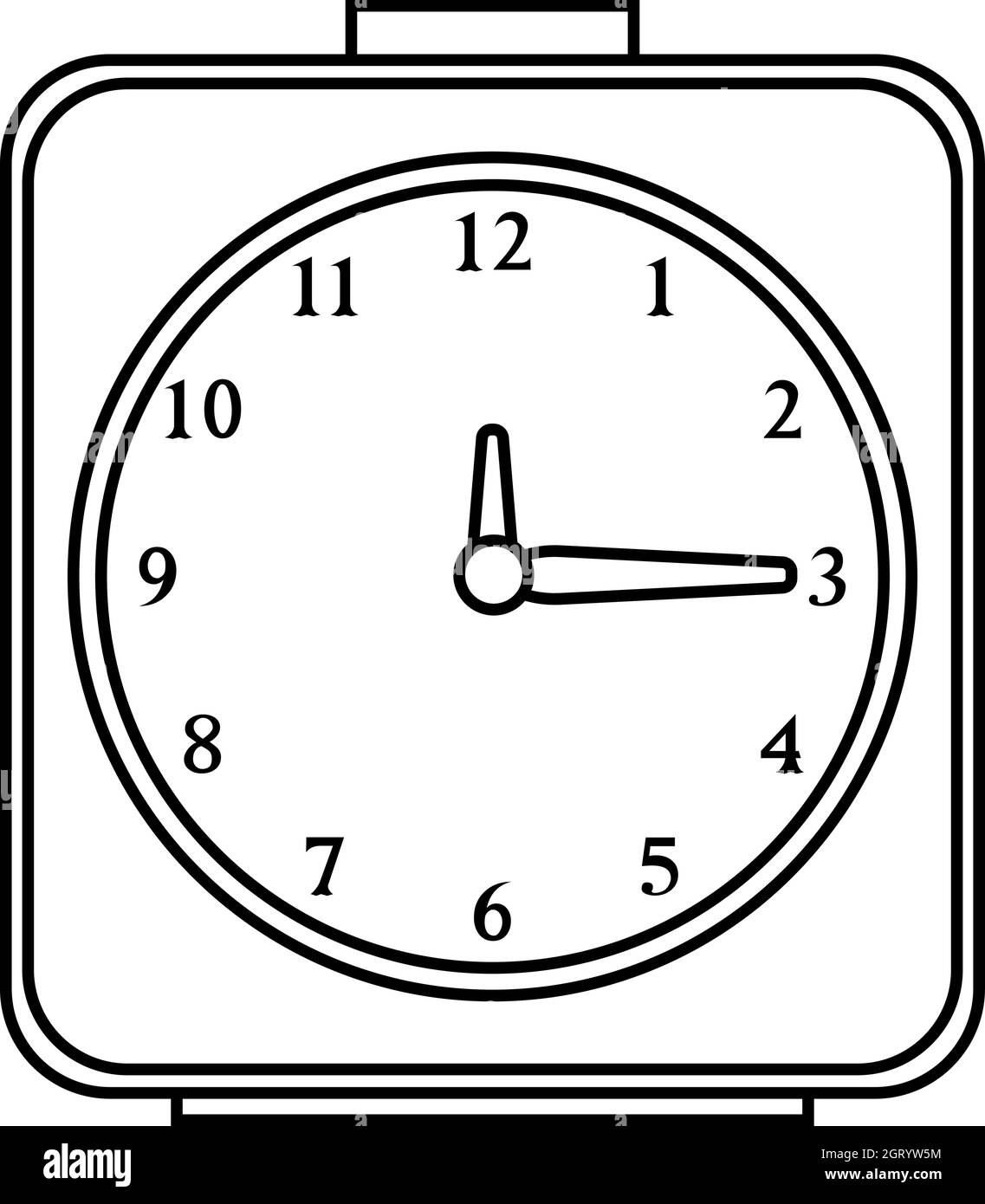 Square alarm clock icon, outline style Stock Vector