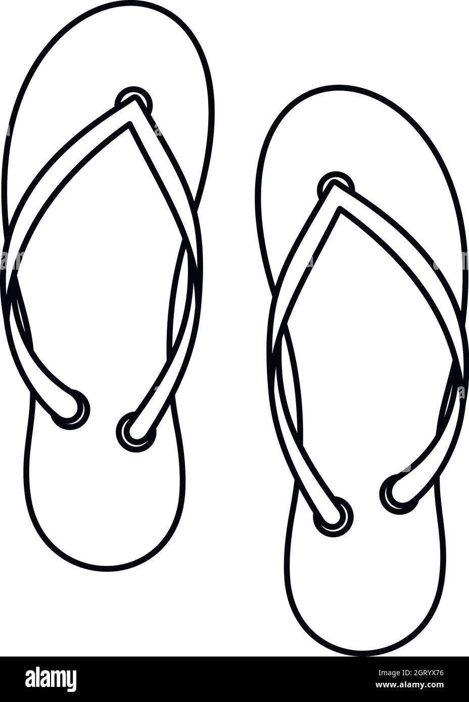 Flip flop icon, outline style Stock Vector