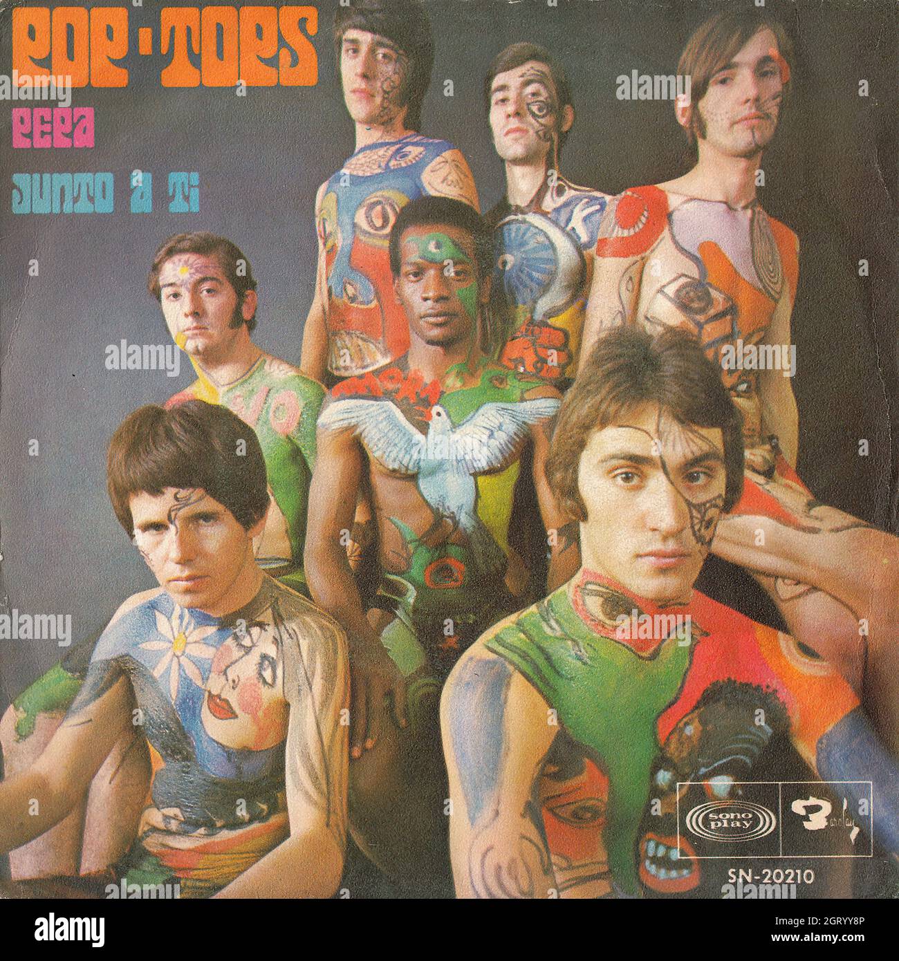 Pop-Tops - Pepa - Junto a ti 45rpm - Vintage Vinyl Record Cover Stock Photo