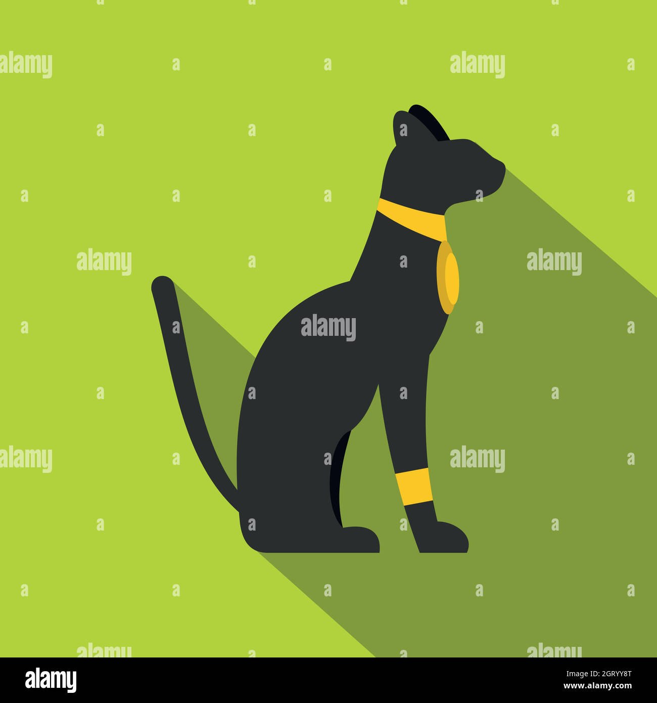 Black sitting Egyptian cat icon, flat style Stock Vector