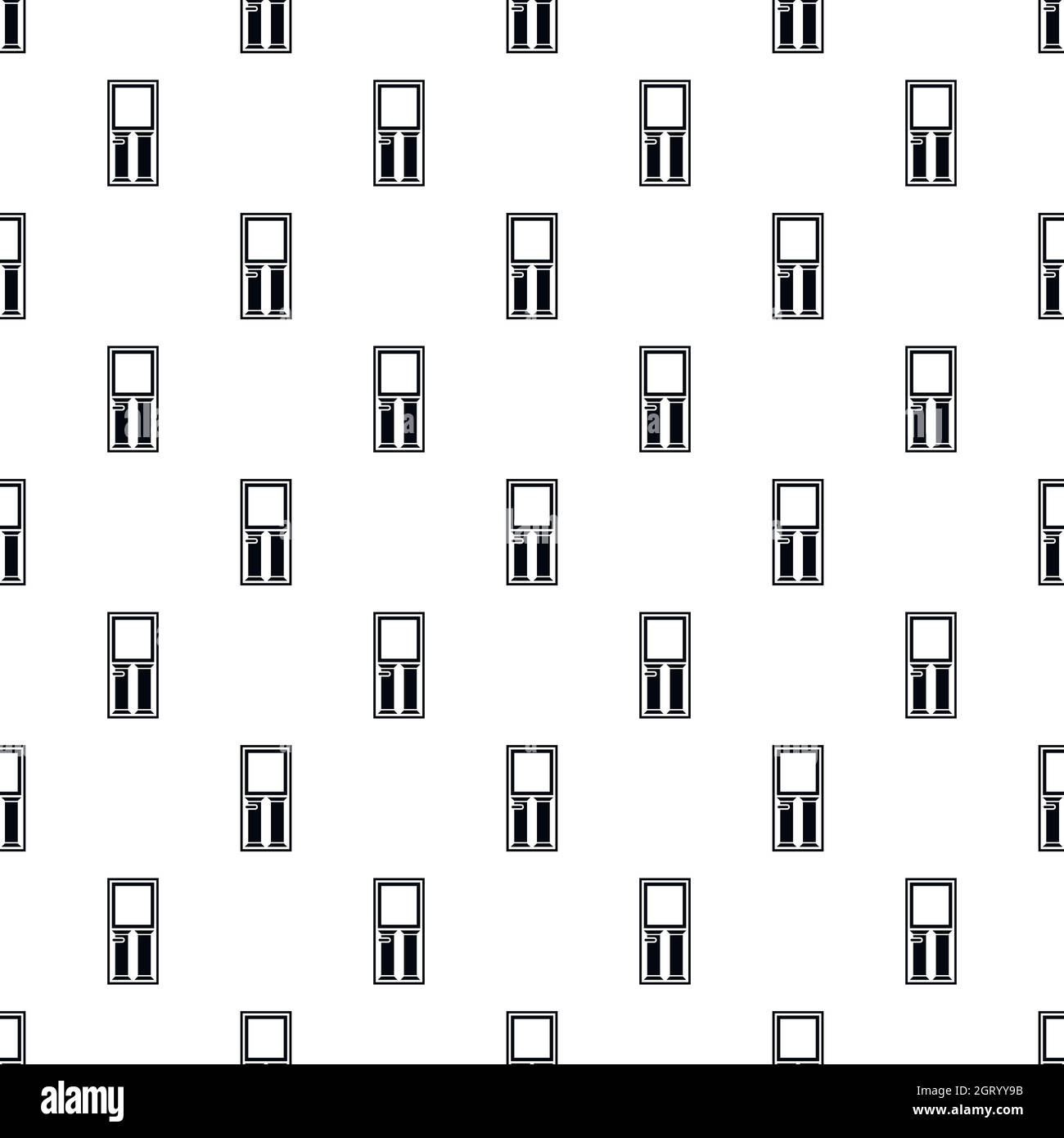 Door with glass pattern, simple style Stock Vector