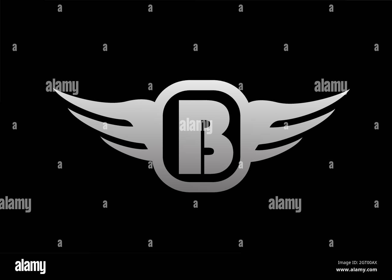 B alphabet letter logo for business and company with wings and black ...