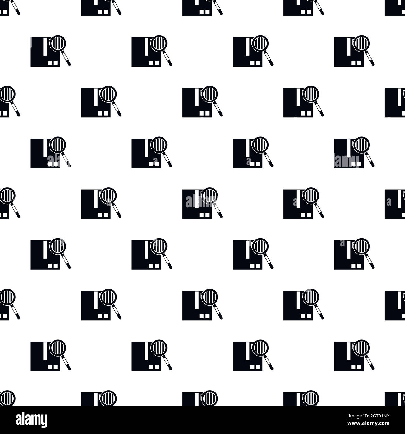 Box and magnifying glass pattern, simple style Stock Vector