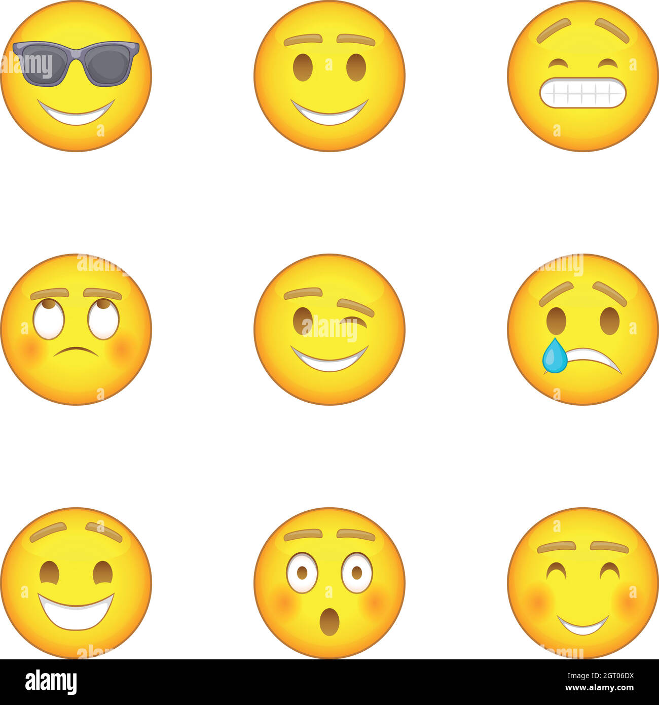 Emoji character icons set, cartoon style Stock Vector