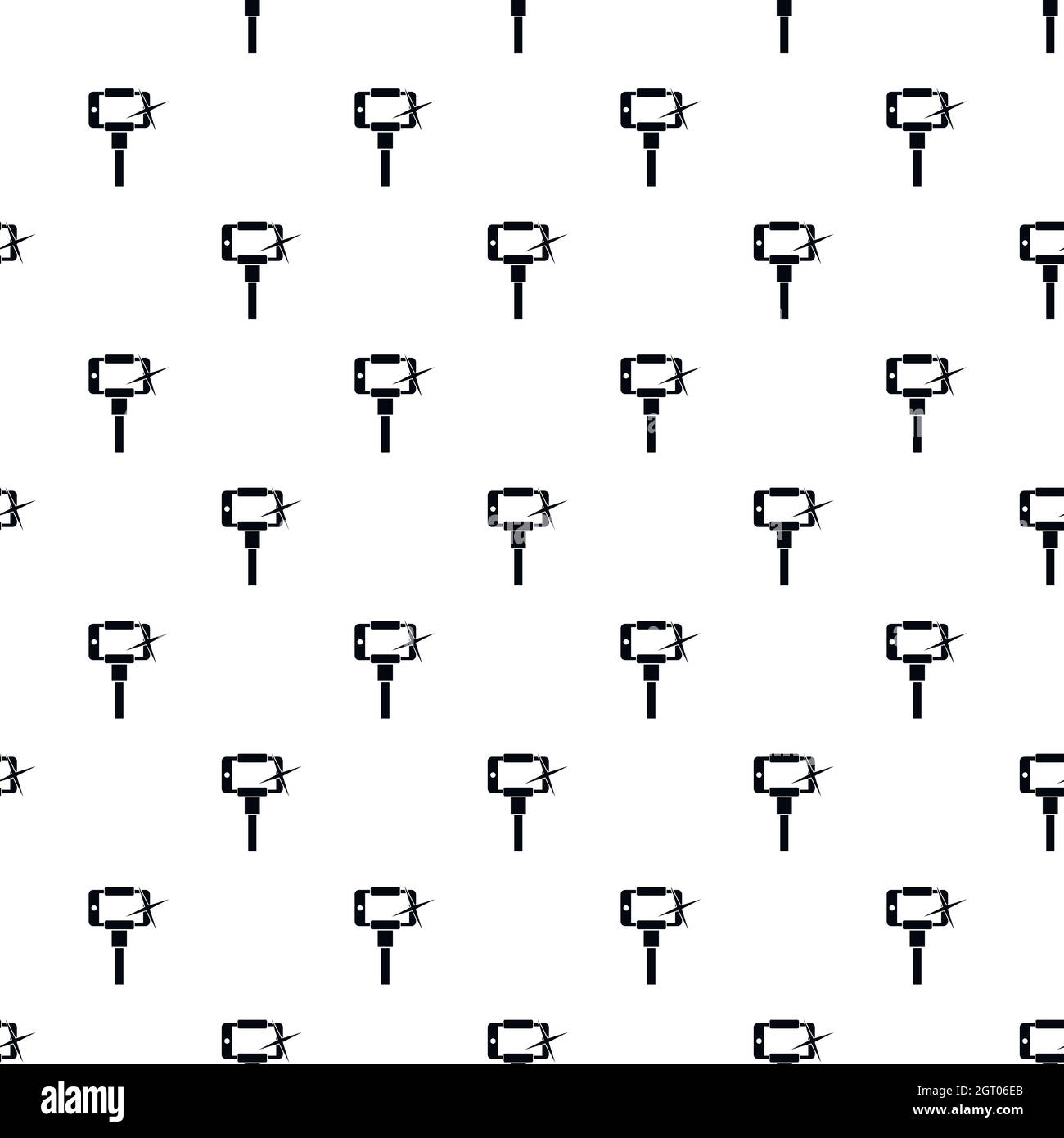 Smartphone on a selfie stick pattern, simple style Stock Vector