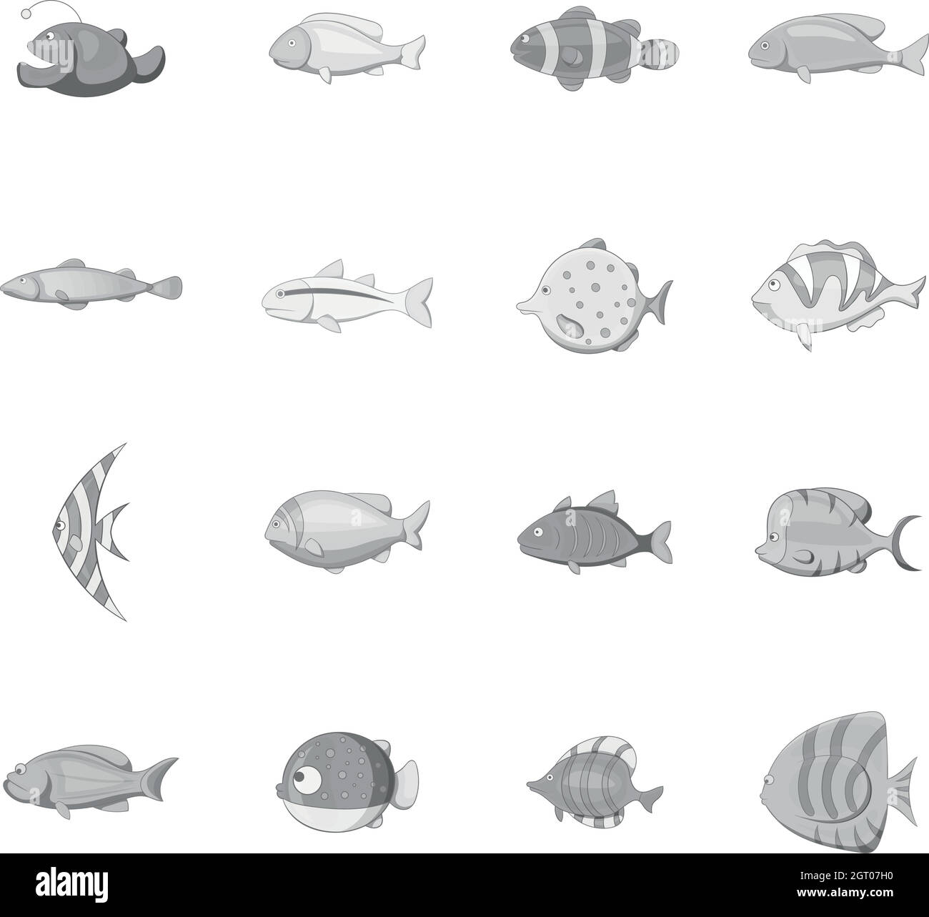 Different fish icons set, monochrome style Stock Vector Image & Art - Alamy