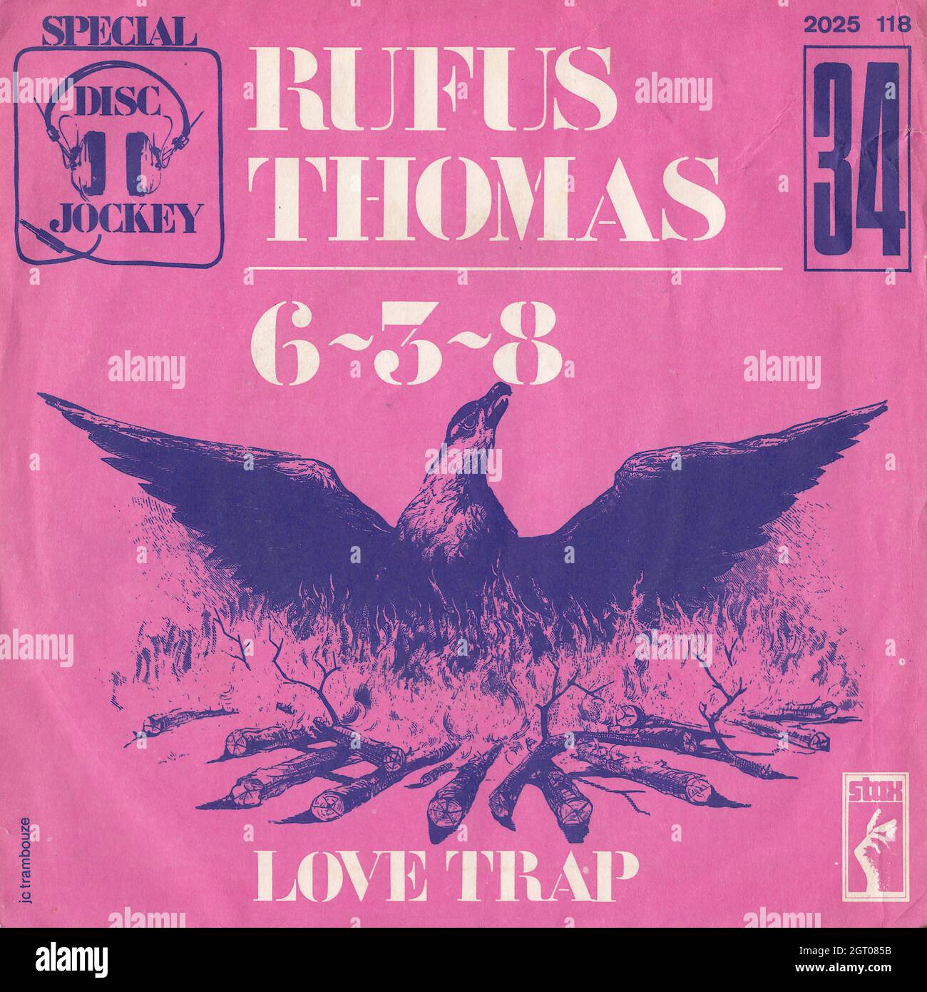 Rufus Thomas - 6-3-8 - Love trap 45rpm - Vintage Vinyl Record Cover Stock Photo