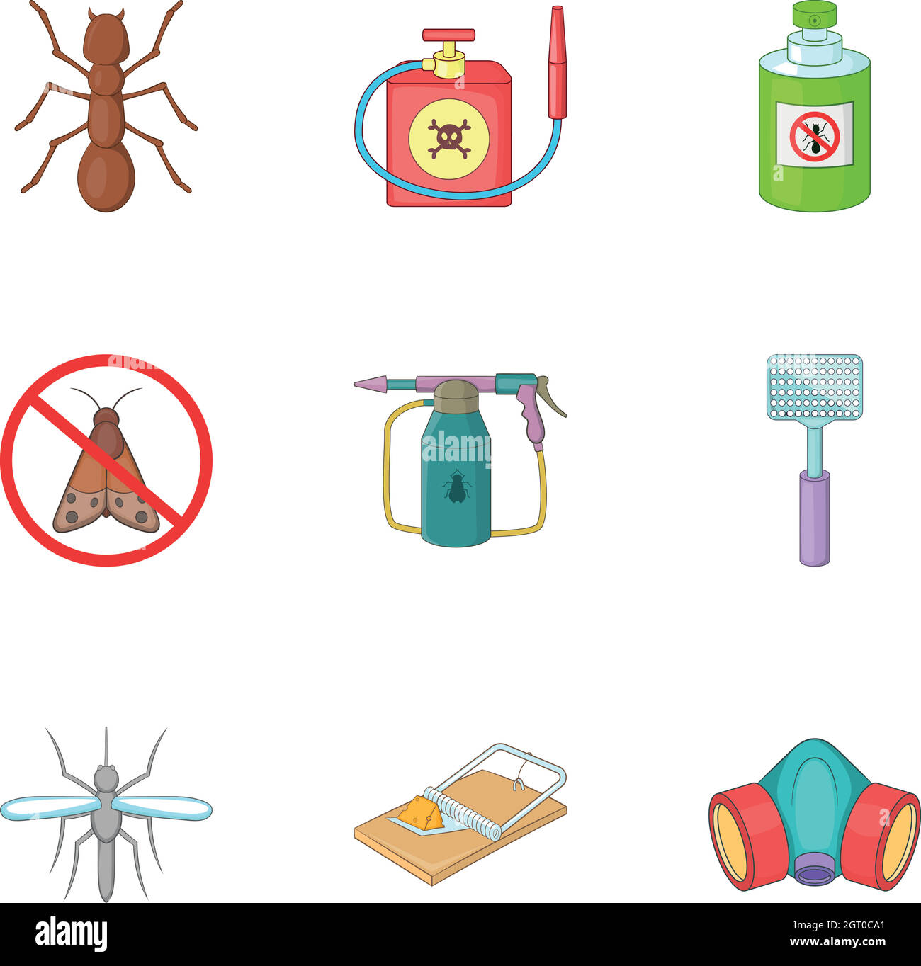 Insect destruction icons set, cartoon style Stock Vector