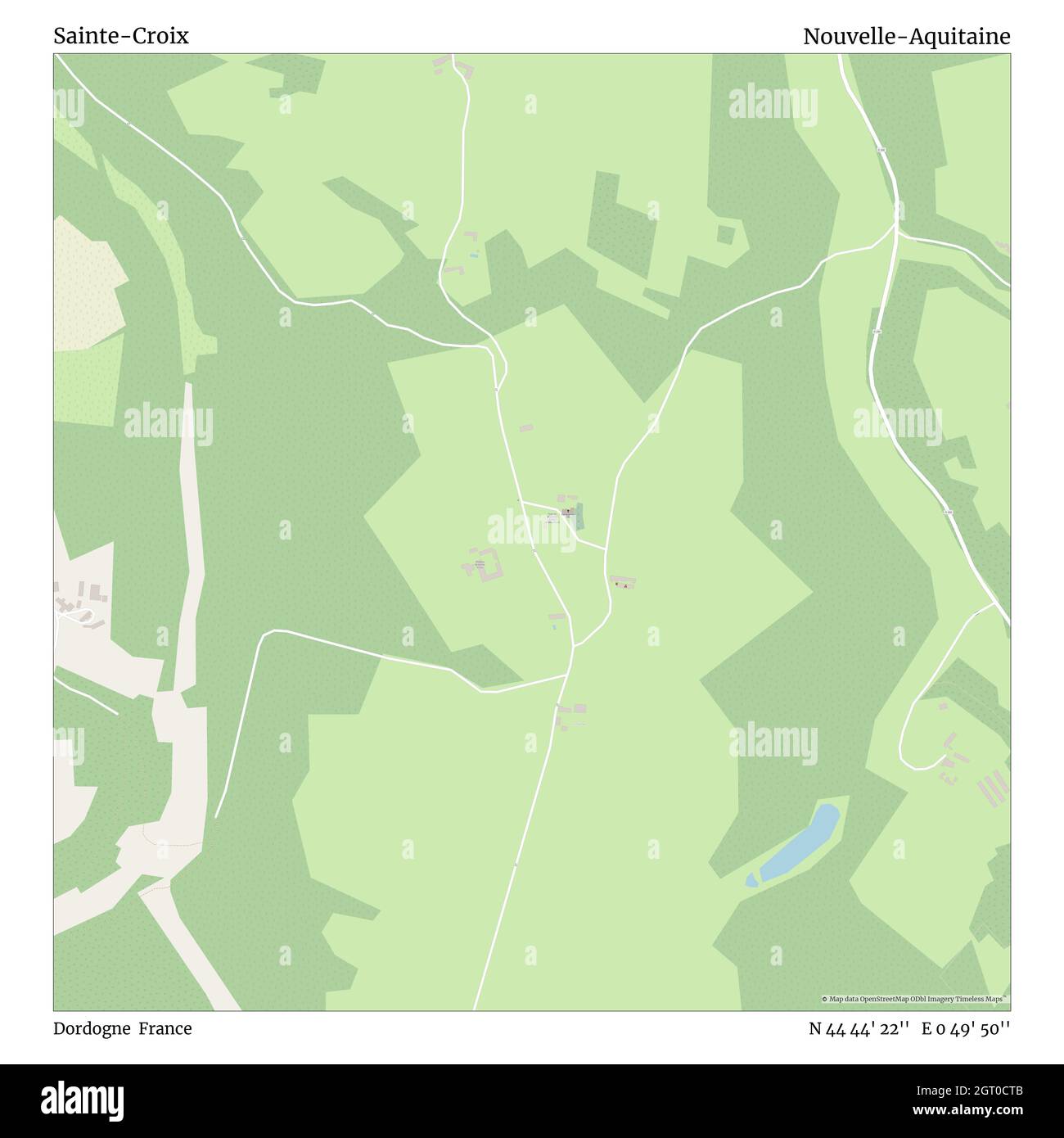 Sainte-Croix, Dordogne, France, Nouvelle-Aquitaine, N 44 44' 22'', E 0 49' 50'', map, Timeless Map published in 2021. Travelers, explorers and adventurers like Florence Nightingale, David Livingstone, Ernest Shackleton, Lewis and Clark and Sherlock Holmes relied on maps to plan travels to the world's most remote corners, Timeless Maps is mapping most locations on the globe, showing the achievement of great dreams Stock Photo