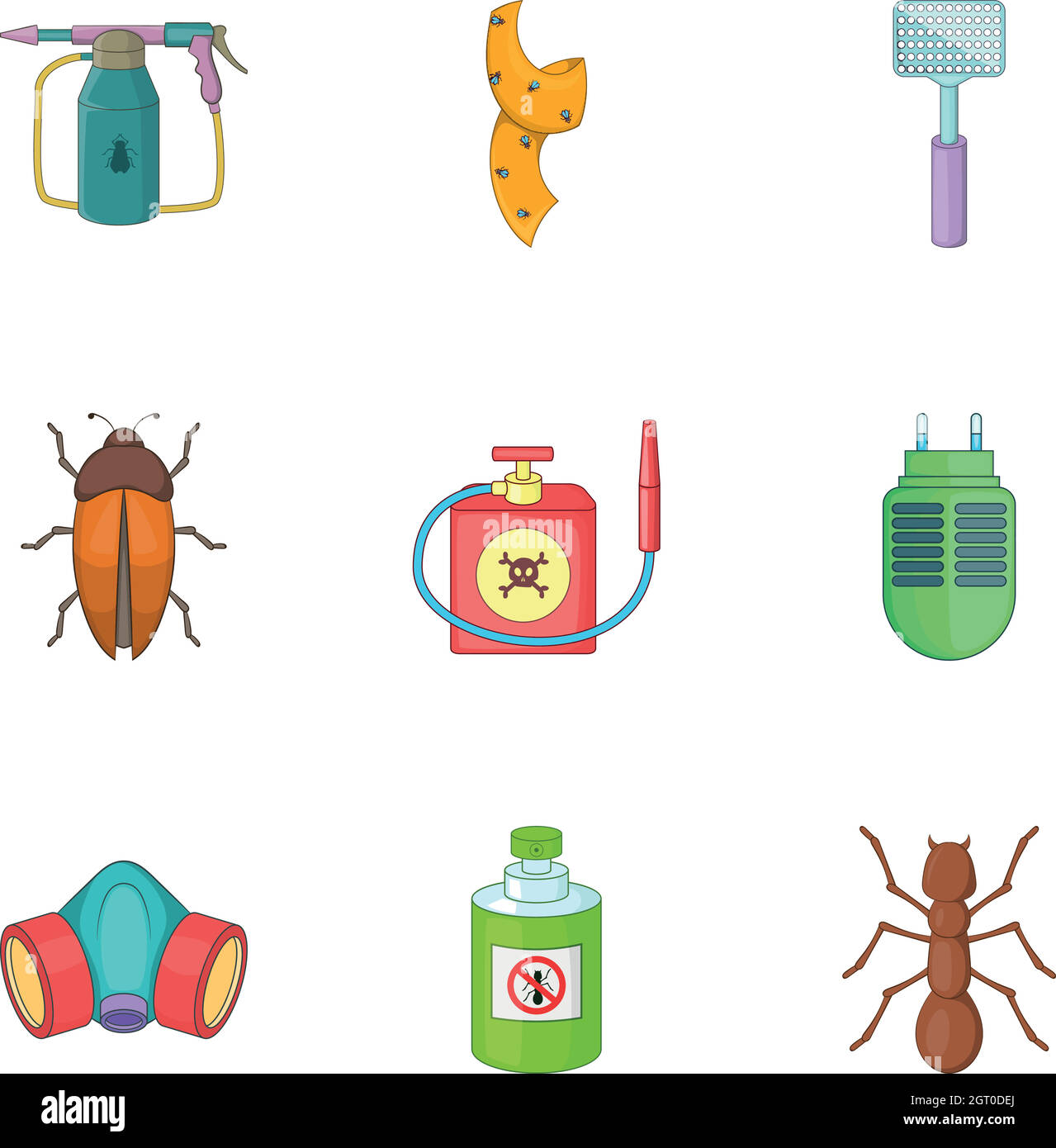 No insects icons set, cartoon style Stock Vector