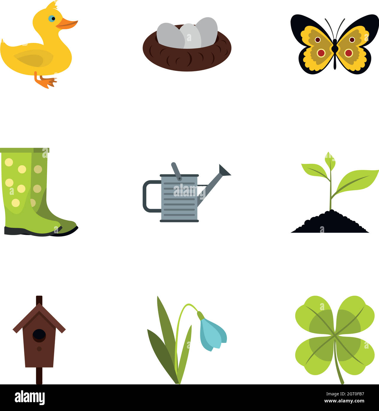 Farming icons set, flat style Stock Vector