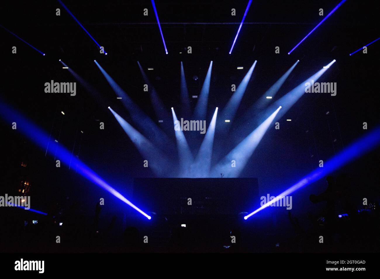 Blue Lights On Stage In Concert Stock Photo Alamy