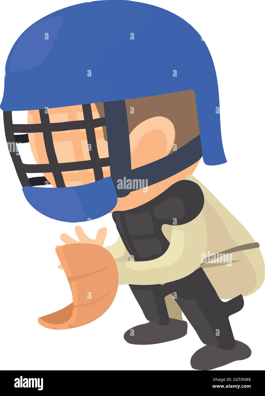 Baseball Catcher Helmet Cartoon Icon Stock Illustration - Download