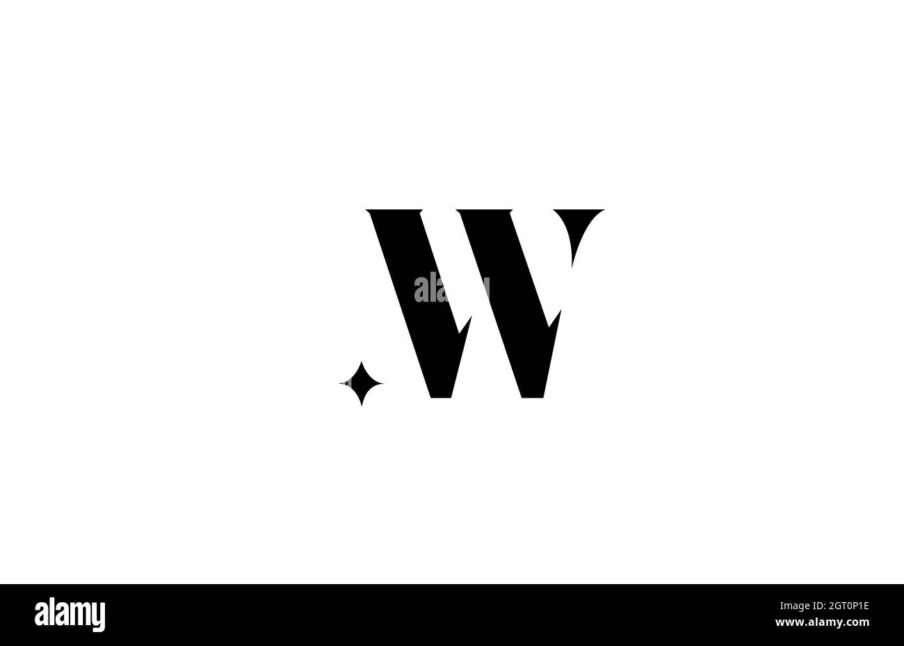 black and white W alphabet letter logo for business with star. Creative ...