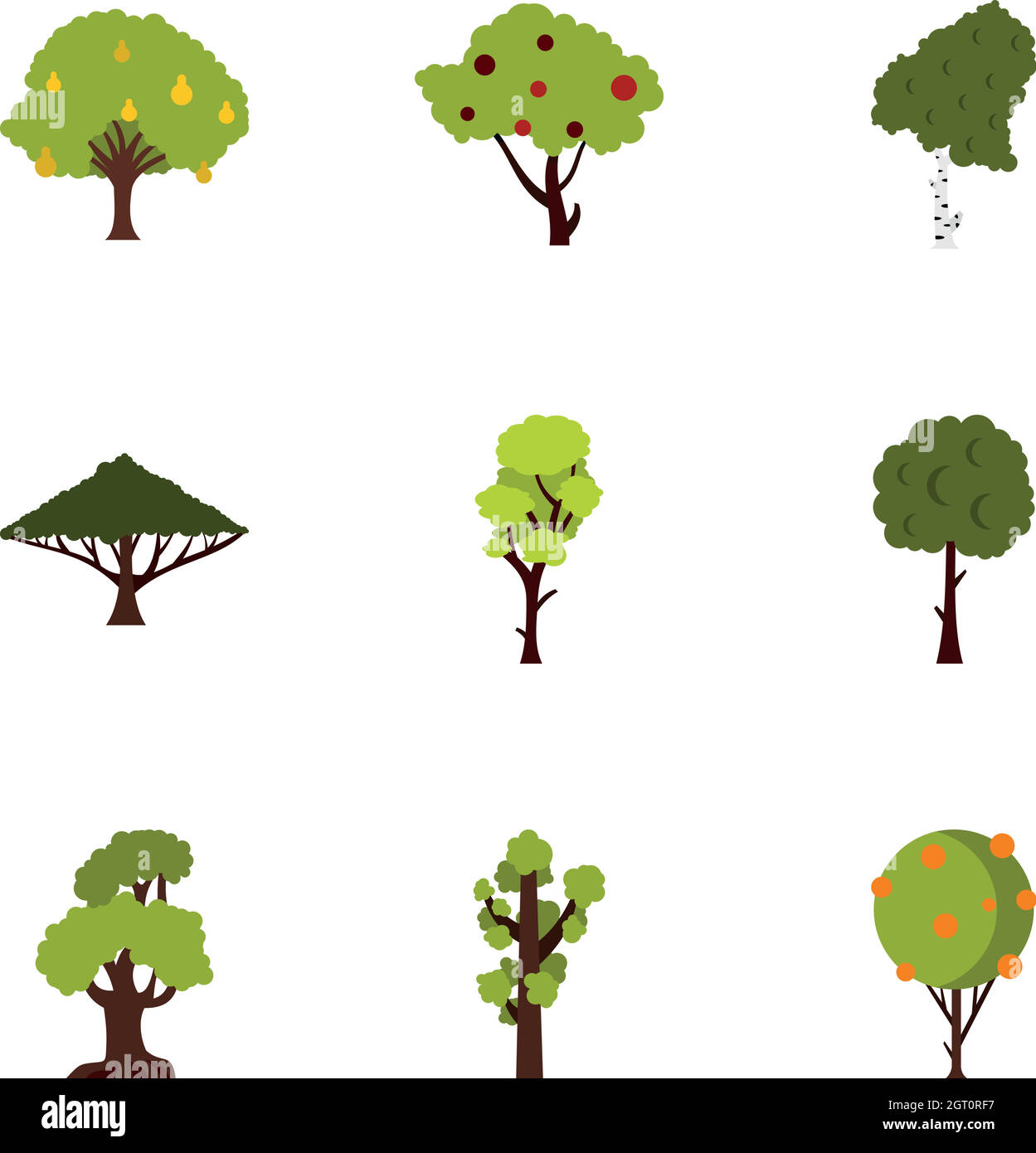 Types of trees icons set, flat style Stock Vector Image & Art - Alamy