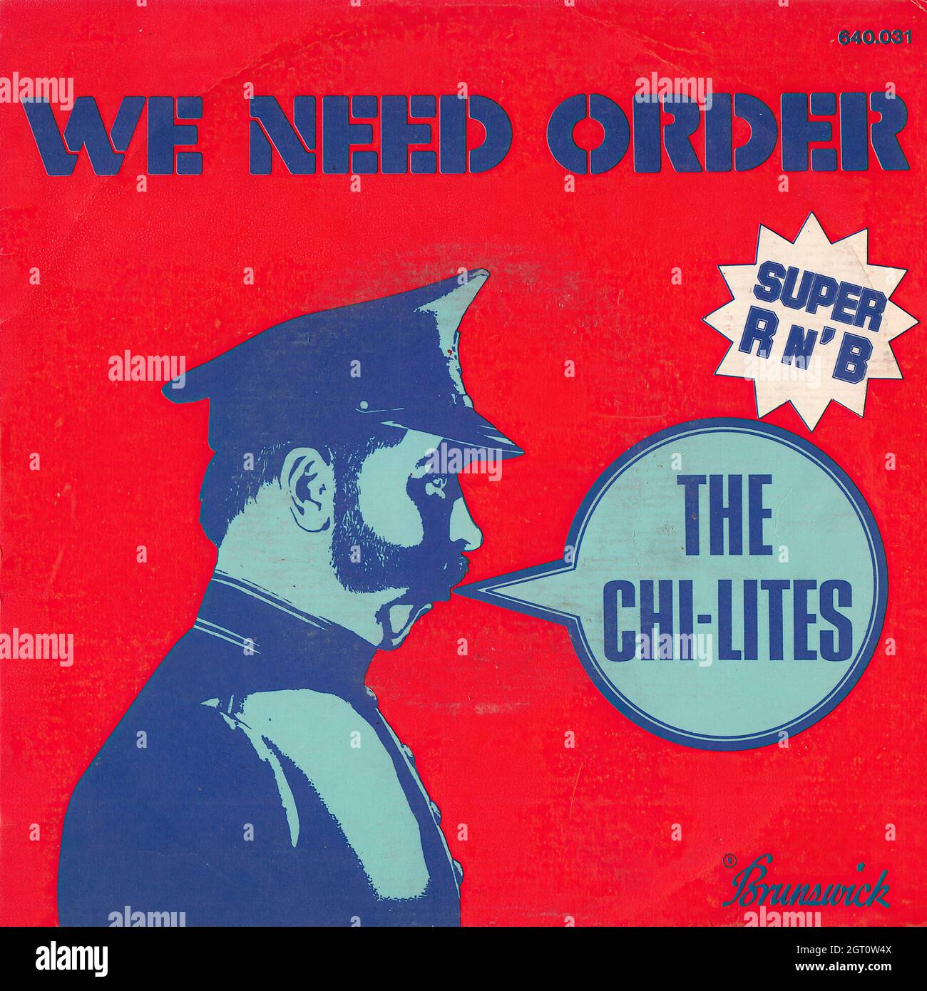 The Chi-Lites - We need order - Living in the footsteps of another man 45rpm - Vintage Vinyl Record Cover Stock Photo