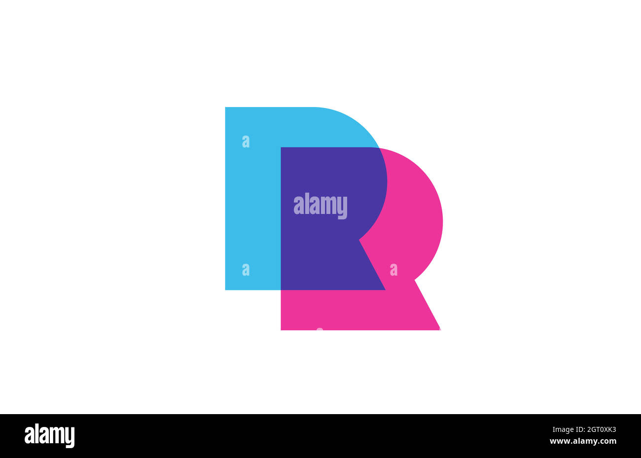 intersected R letter logo icon for company. Blue and pink alphabet ...