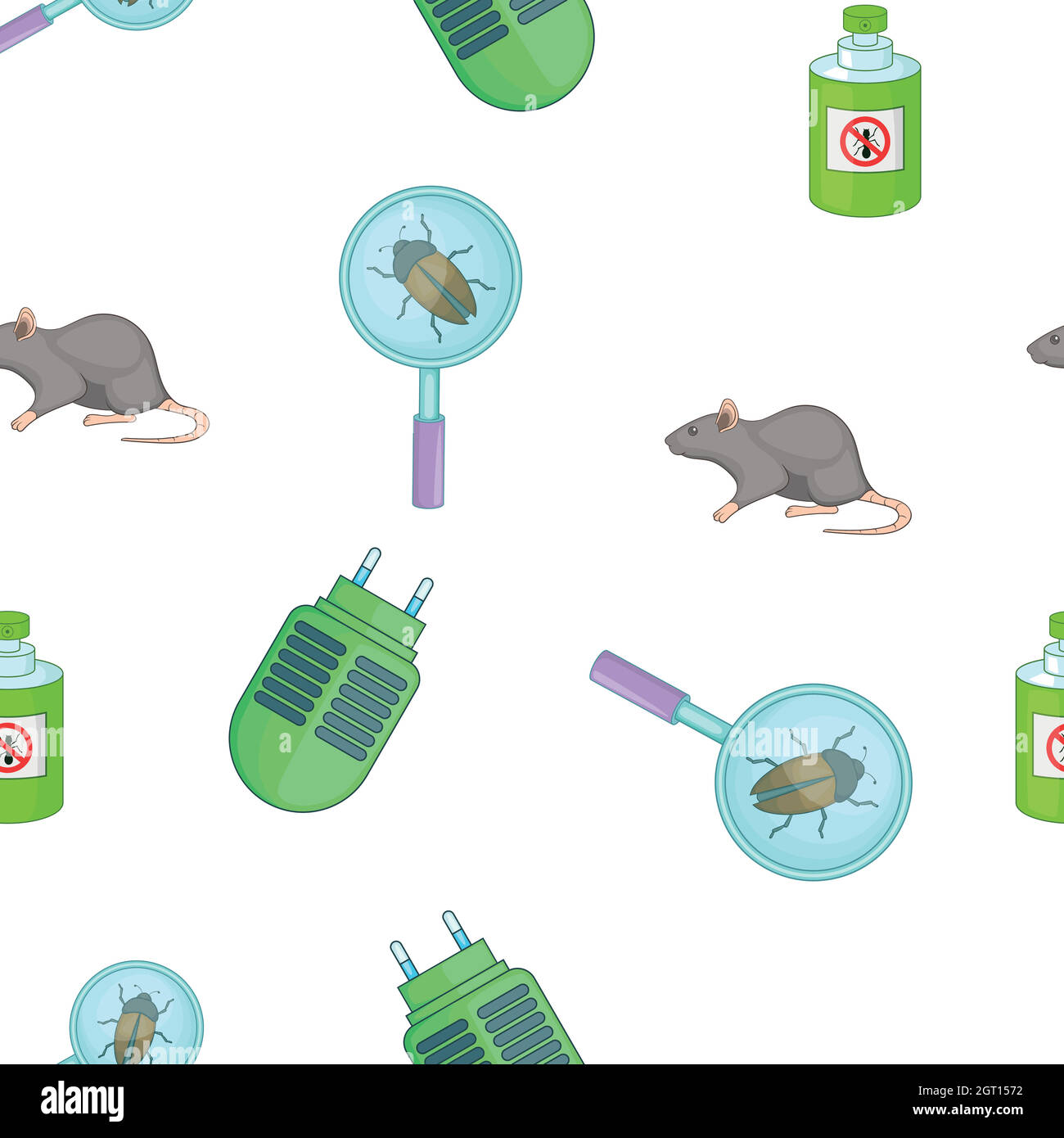 Prohibited insects pattern, cartoon style Stock Vector