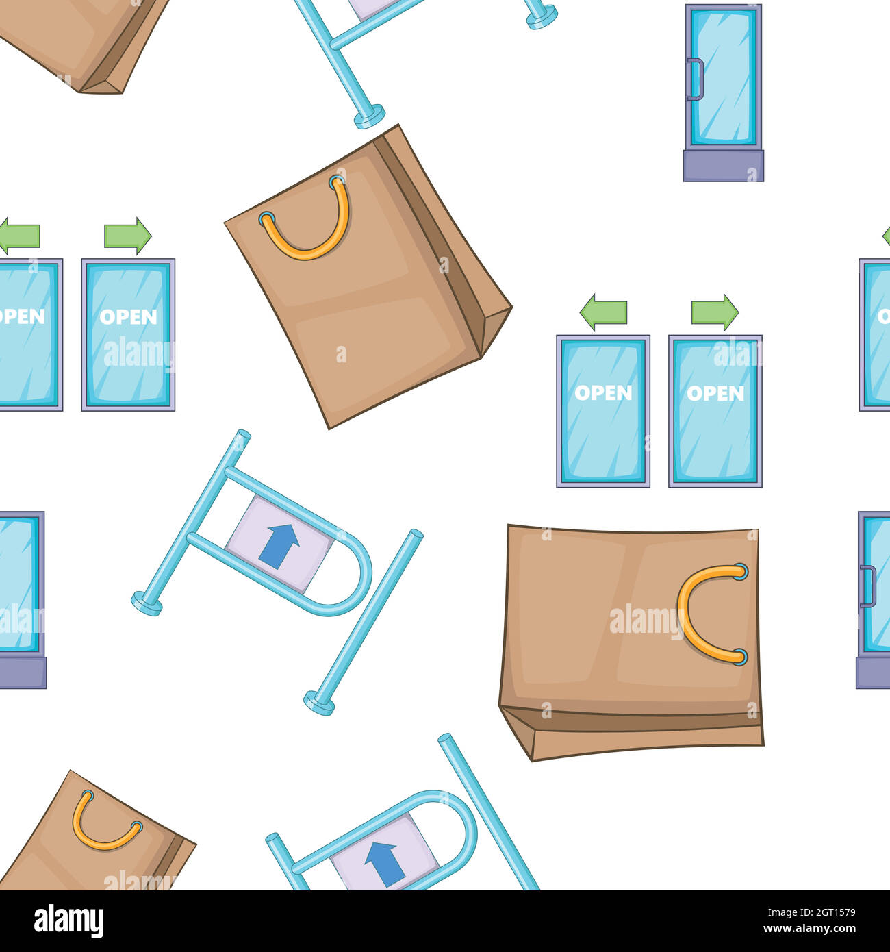 Shop pattern, cartoon style Stock Vector