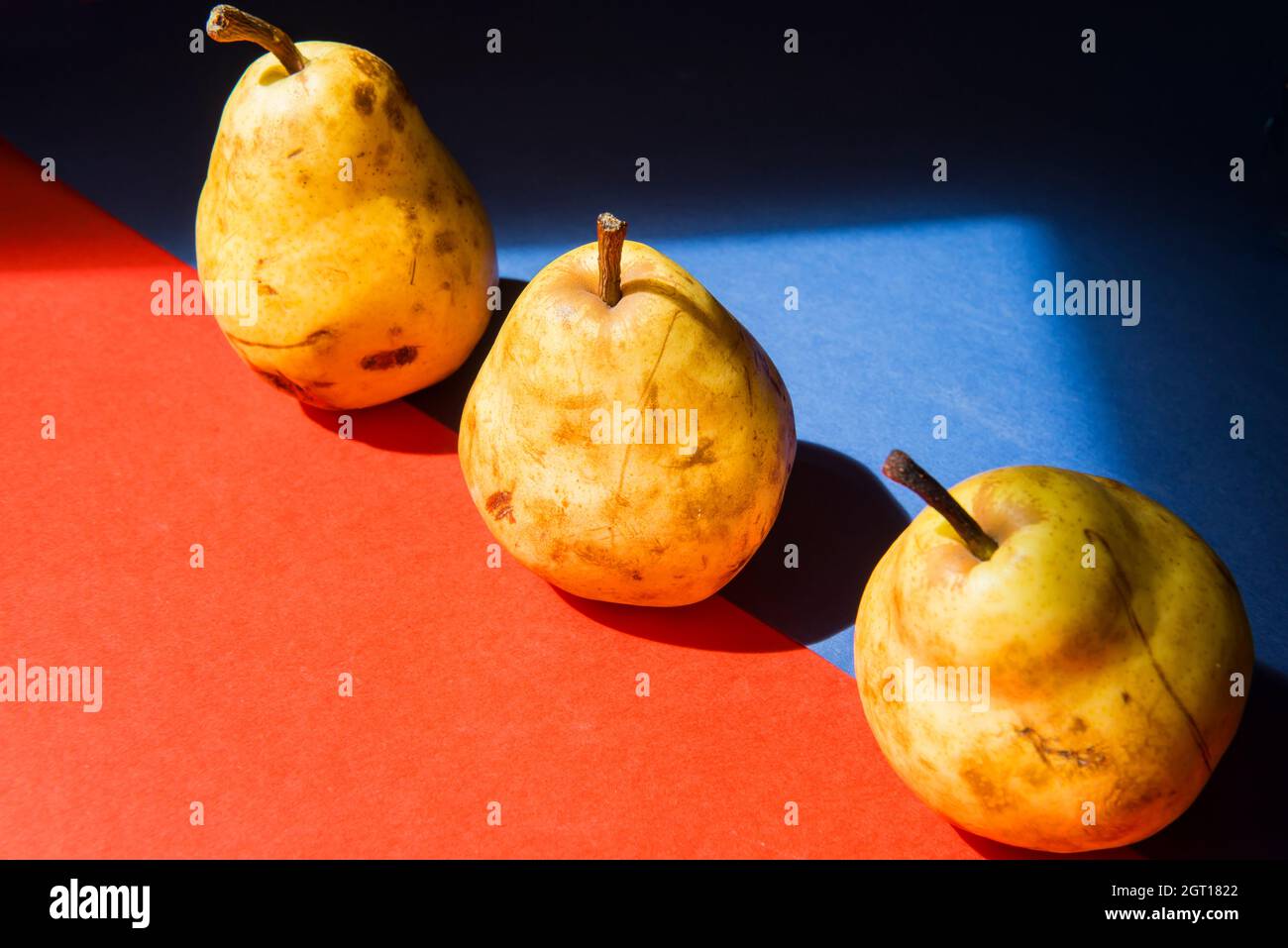Organic Yellow Pear On The Table Stock Photo