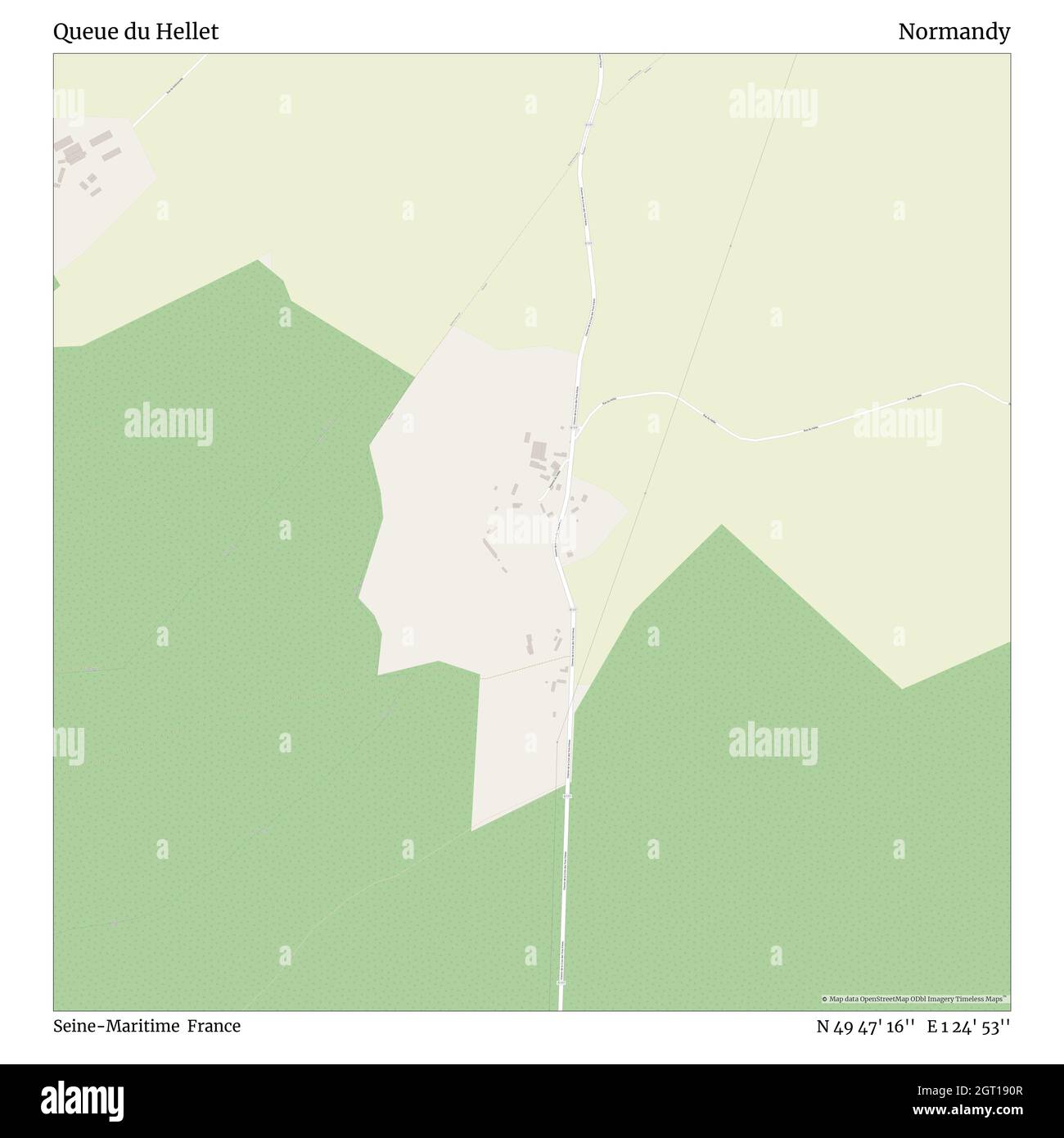 Queue du Hellet, Seine-Maritime, France, Normandy, N 49 47' 16'', E 1 24' 53'', map, Timeless Map published in 2021. Travelers, explorers and adventurers like Florence Nightingale, David Livingstone, Ernest Shackleton, Lewis and Clark and Sherlock Holmes relied on maps to plan travels to the world's most remote corners, Timeless Maps is mapping most locations on the globe, showing the achievement of great dreams Stock Photo