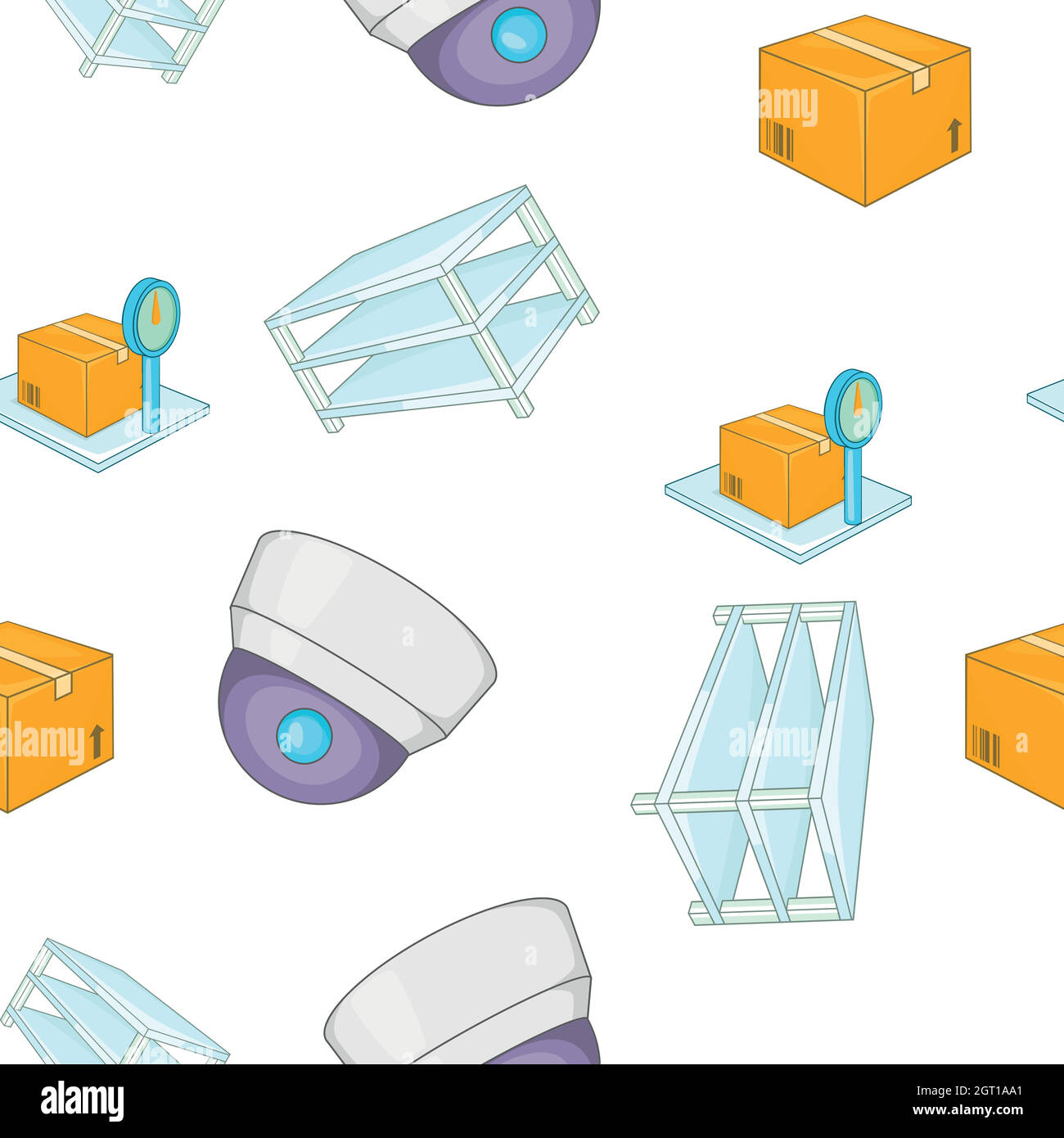 Warehouse pattern, cartoon style Stock Vector