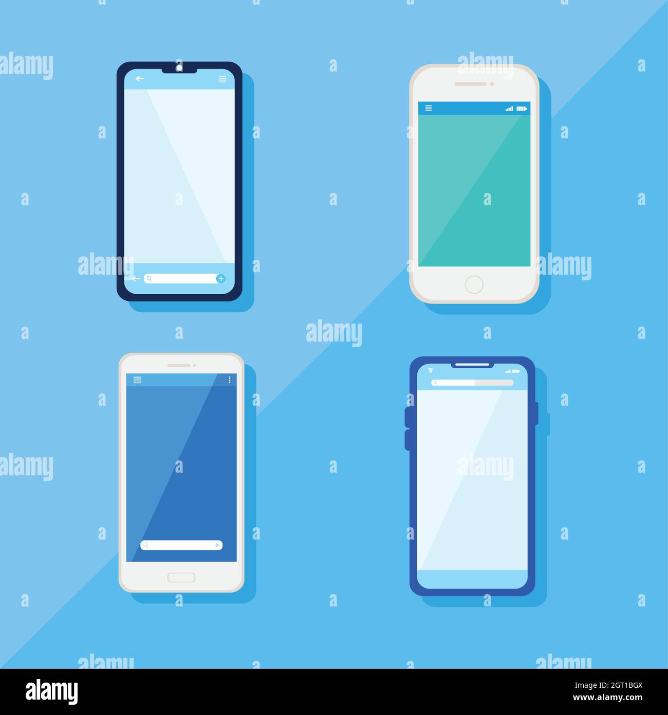 four smartphones devices Stock Vector