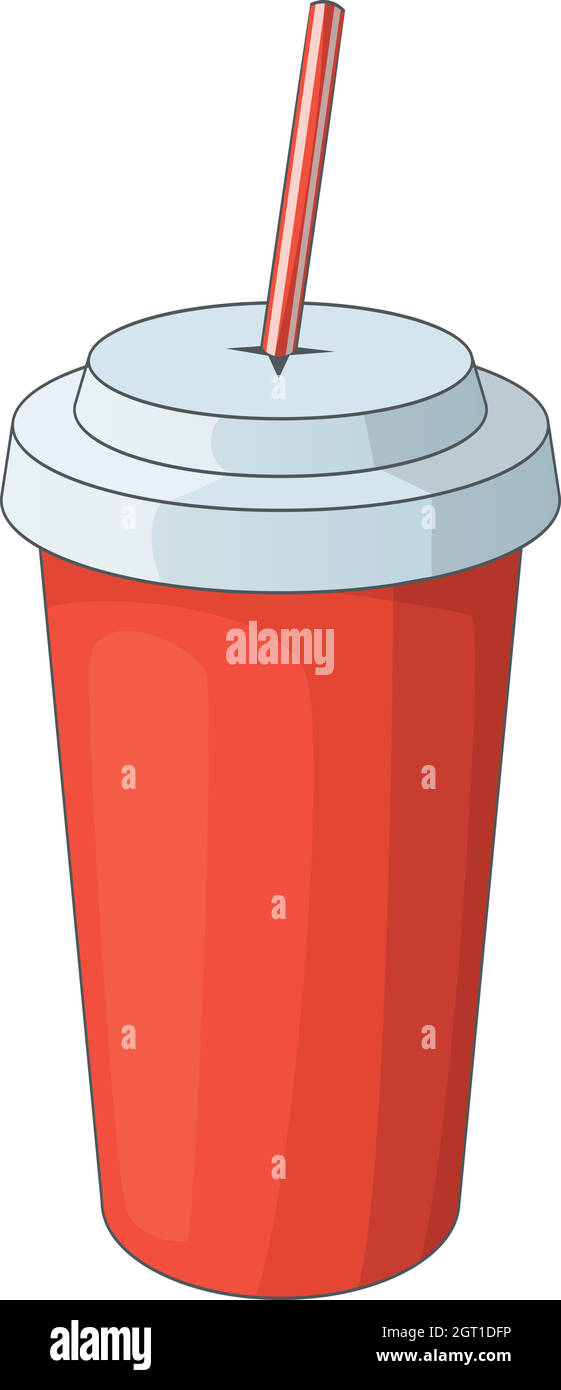 Soda paper cup cartoon icon vector. Disposable paper cup with soda