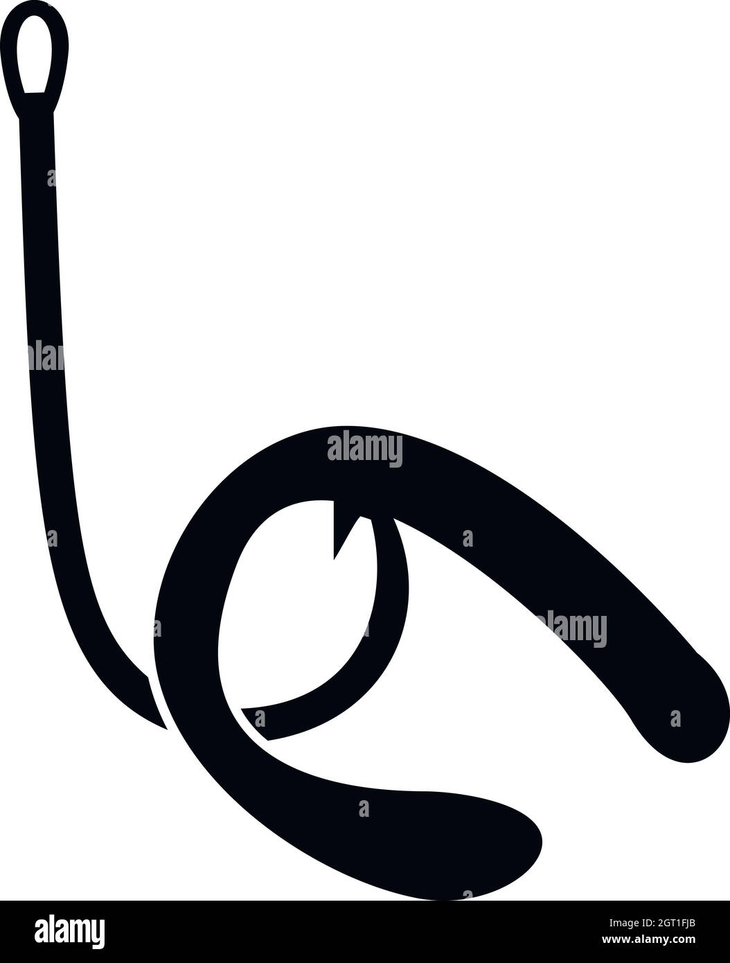 Worm on hook icon, simple style Stock Vector
