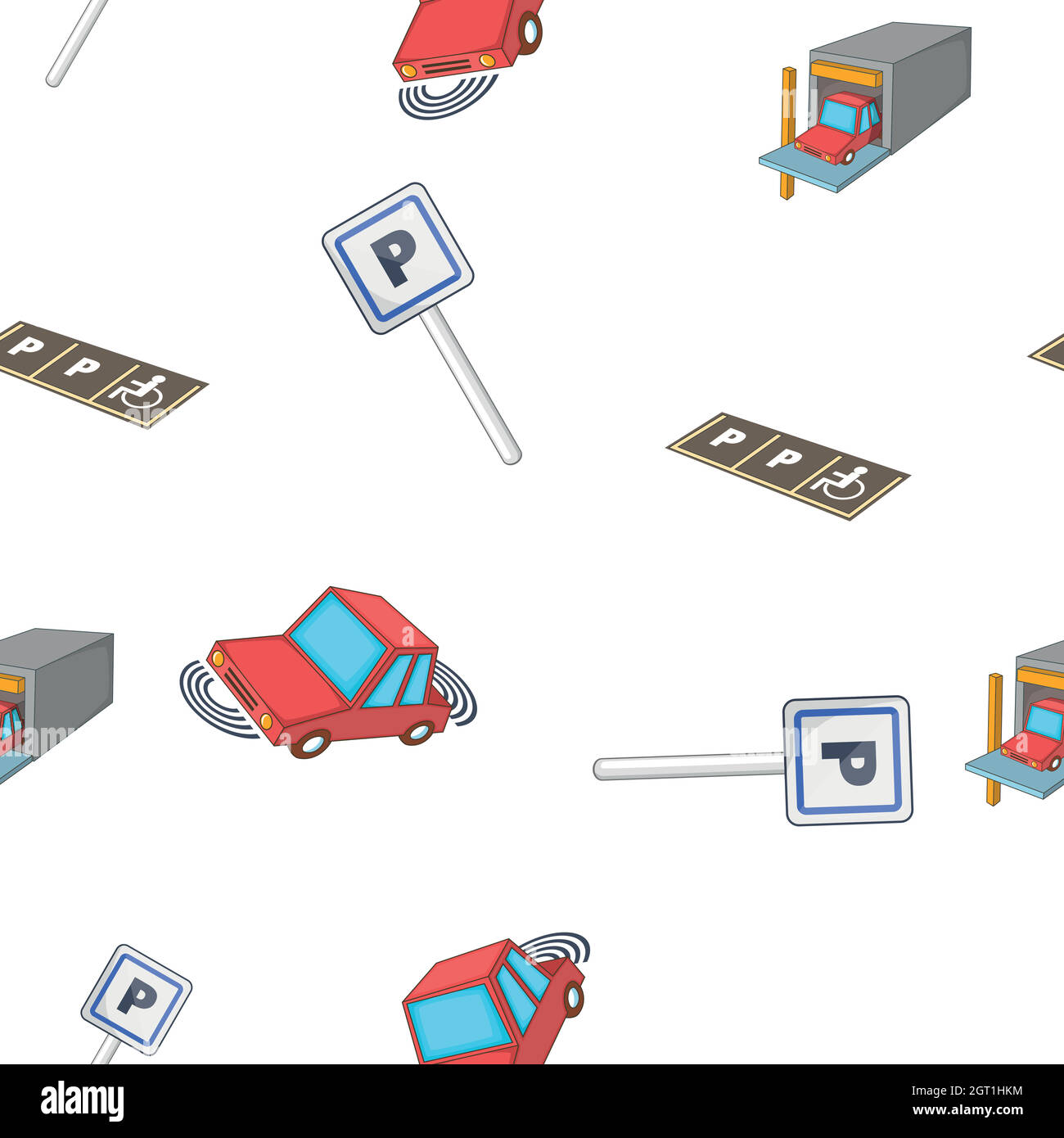 Parking area pattern, cartoon style Stock Vector