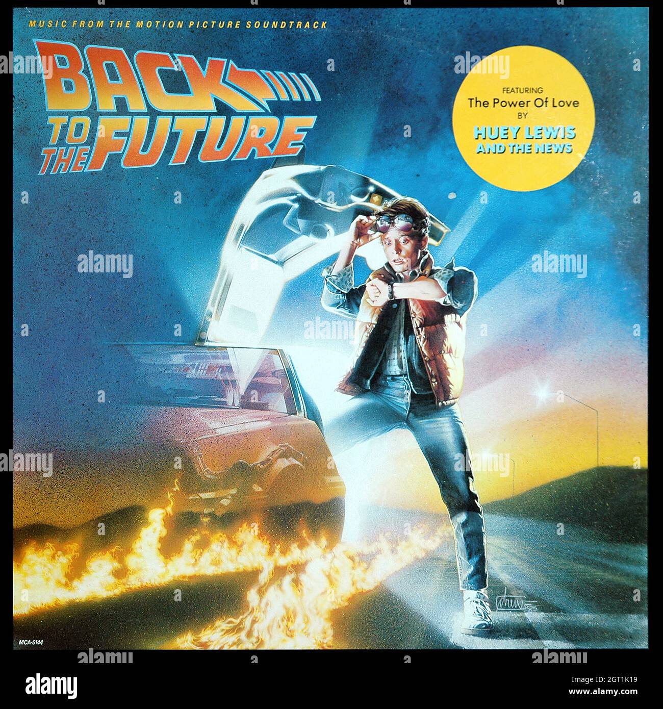 Various Artists -  Back to the Future  movie soundtrack 1985  - Vintage Vinyl 33 rpm record Stock Photo