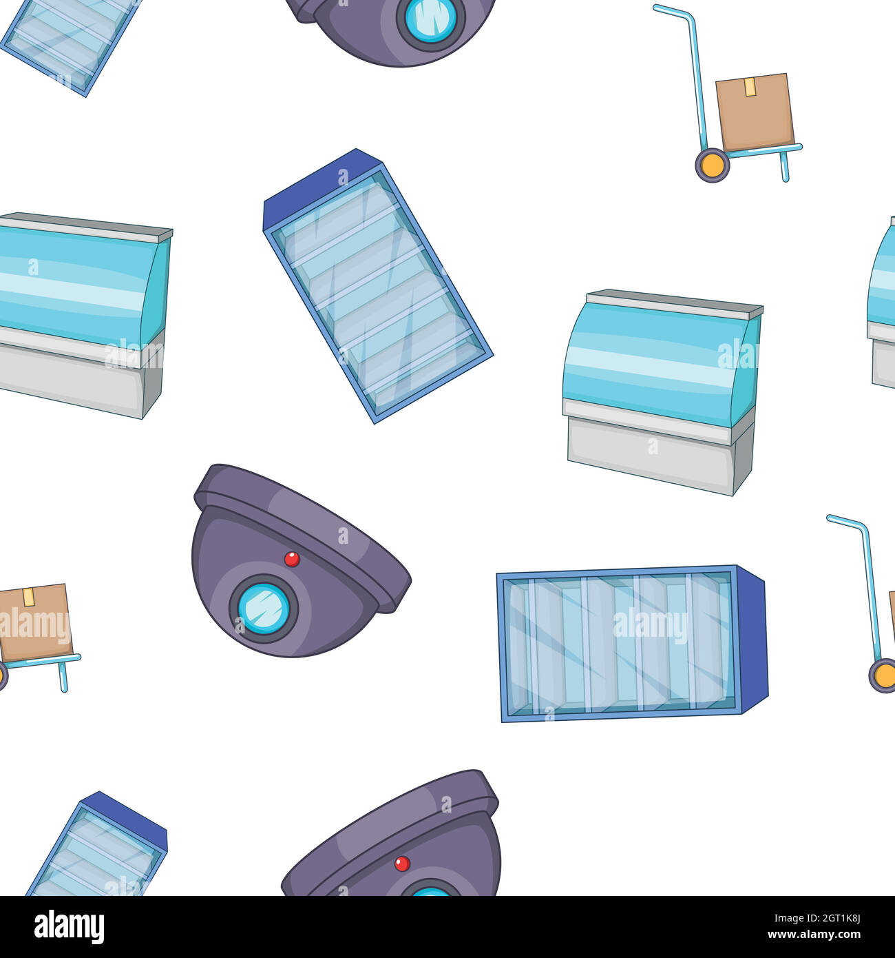 Supermarket pattern, cartoon style Stock Vector