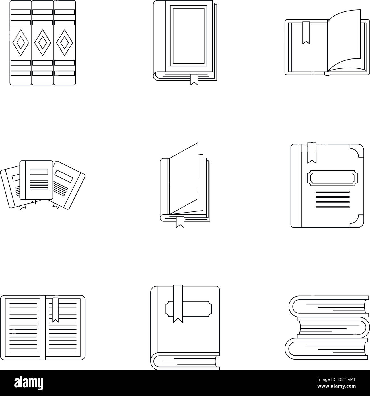 Education book icons set, outline style Stock Vector