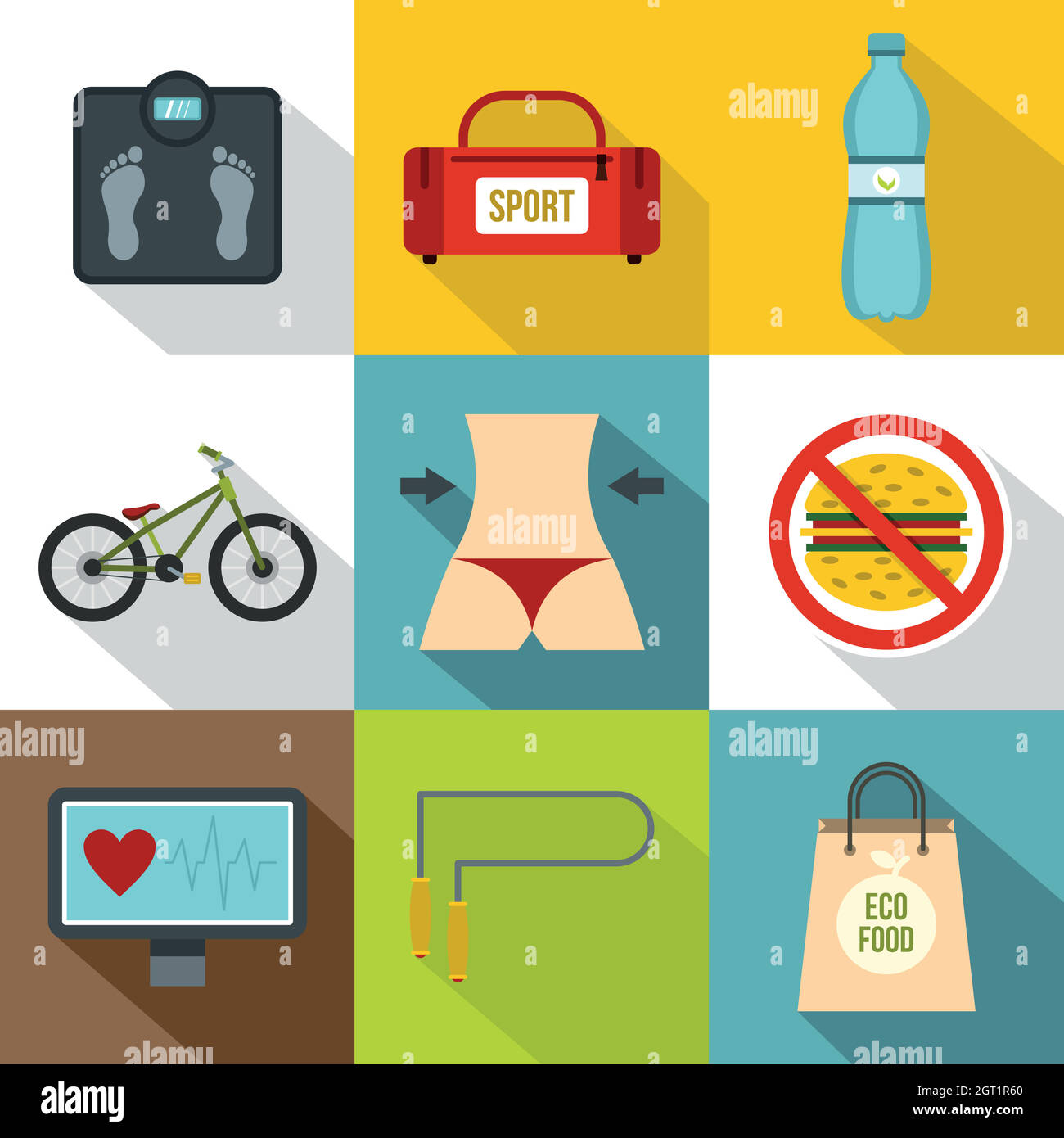 Gym icons set, flat style Stock Vector Image & Art - Alamy