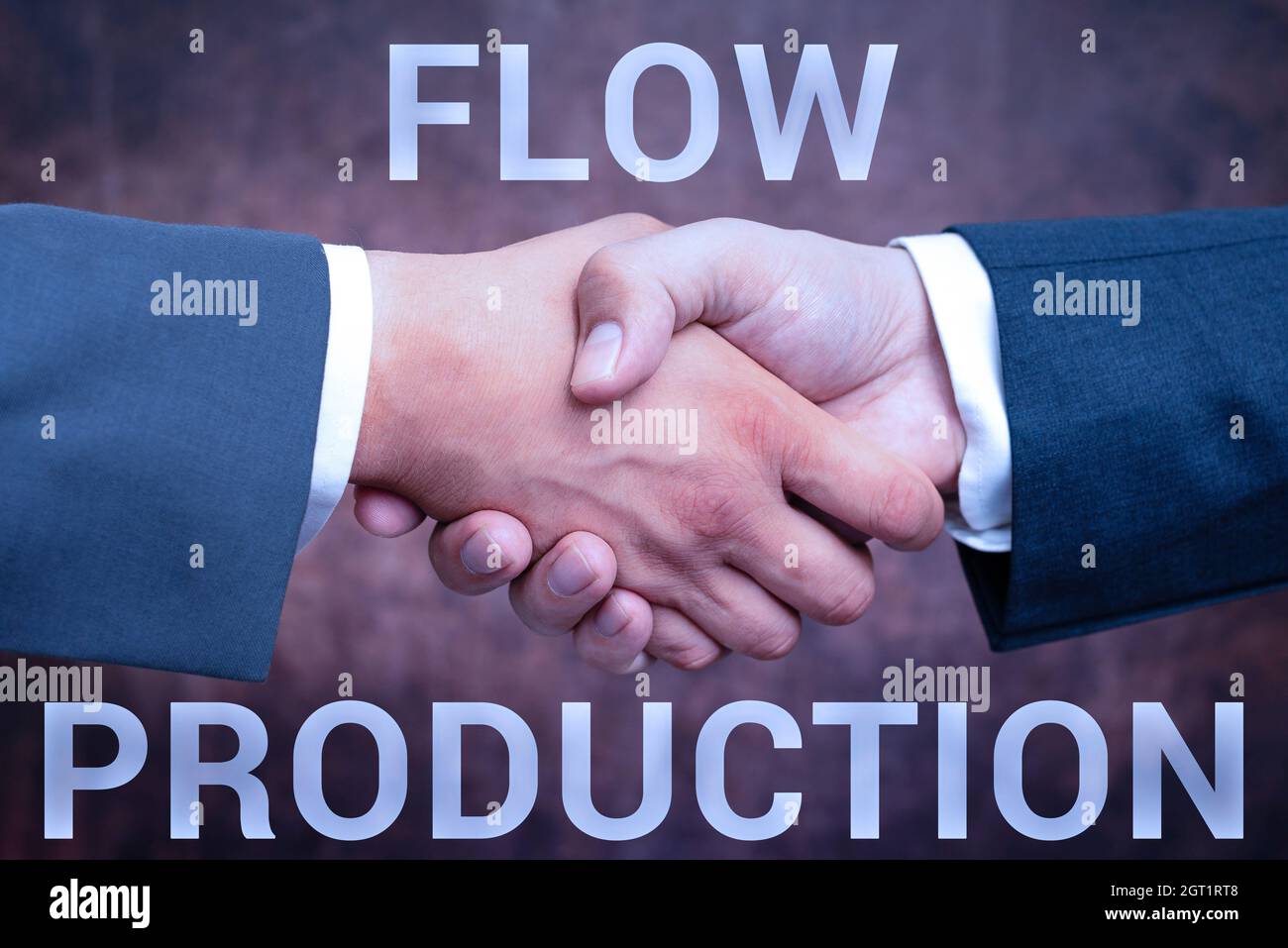 Sign displaying Flow Production. Word Written on items are produced
