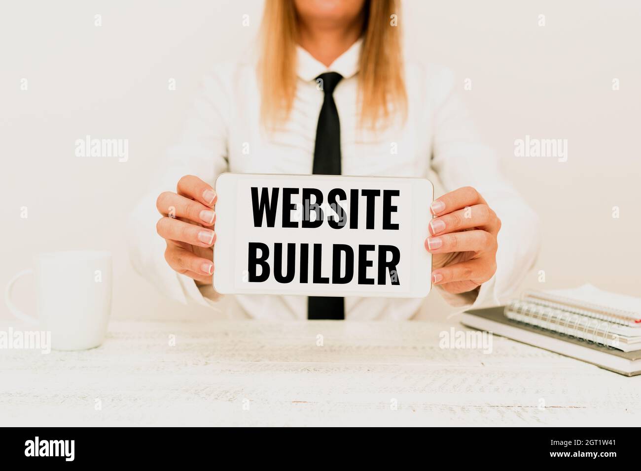 Conceptual display Website Builder. Word Written on construction of websites without manual code editing App Developer Presenting New Program Stock Photo