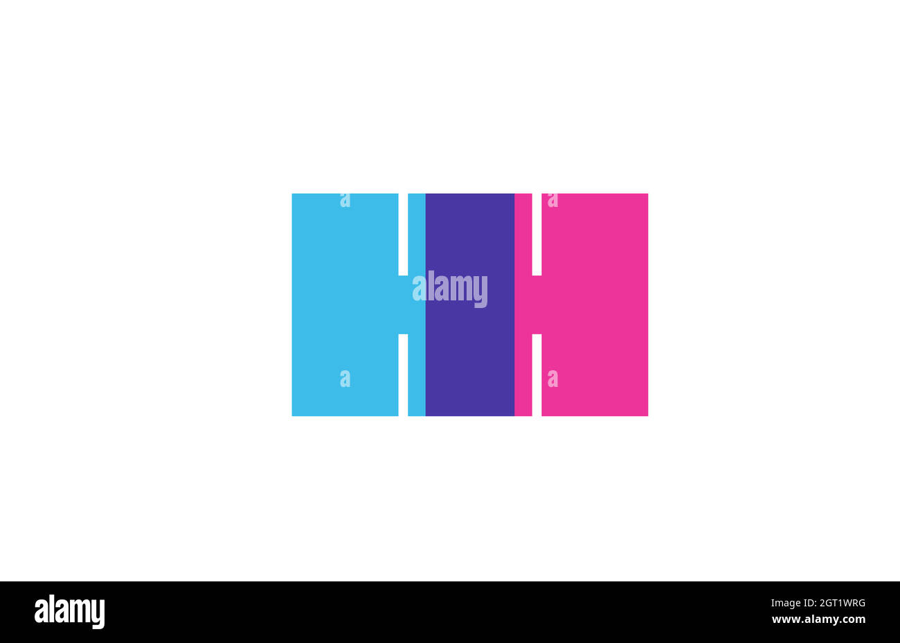 intersected H letter logo icon for company. Blue and pink alphabet ...