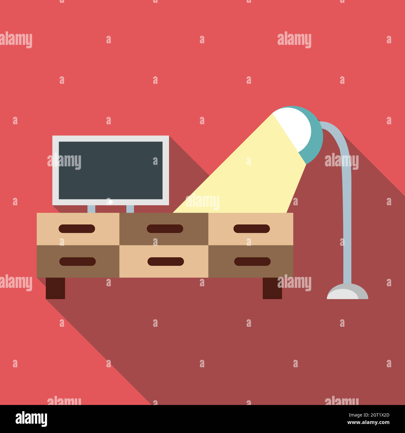 TV and lamp icon, flat style Stock Vector