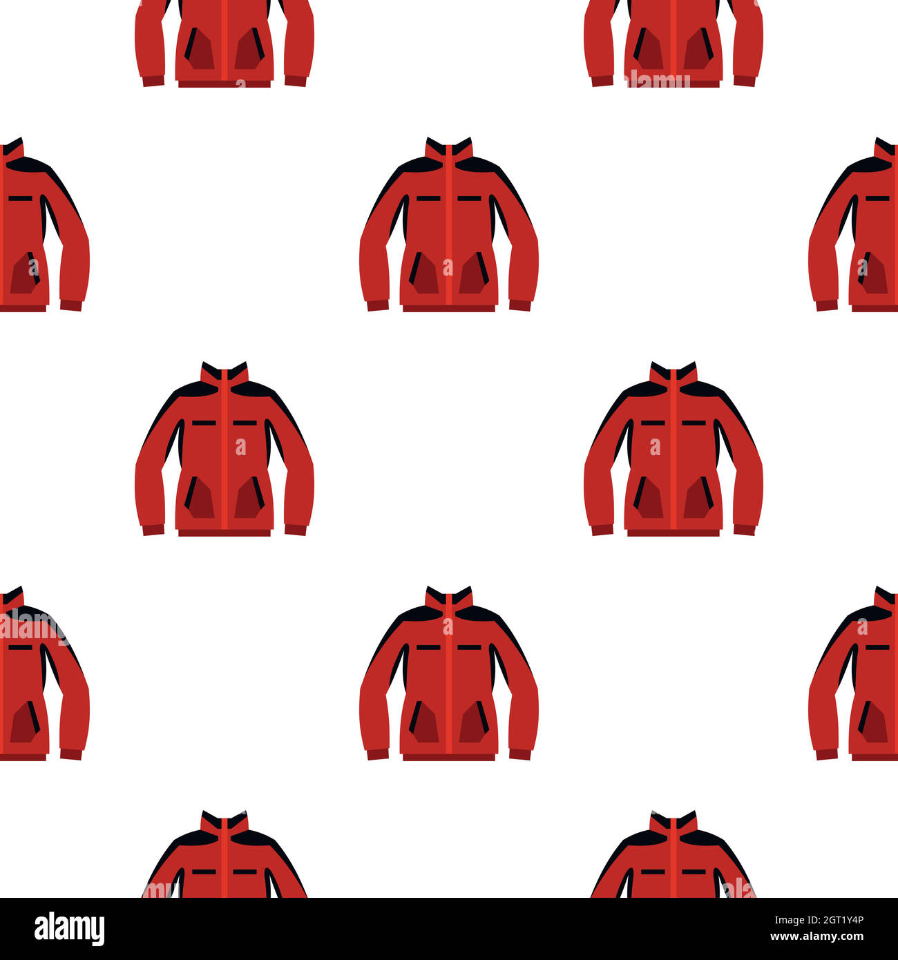Red sweatshirt with a zipper pattern seamless Stock Vector