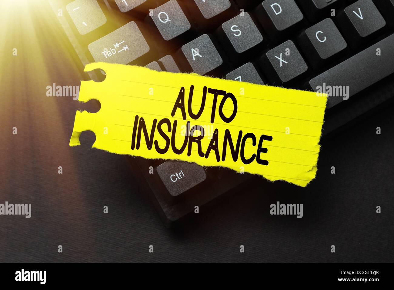Writing displaying text Auto Insurance. Business approach mitigate costs associated with getting into an auto accident Editing And Retyping Report Stock Photo