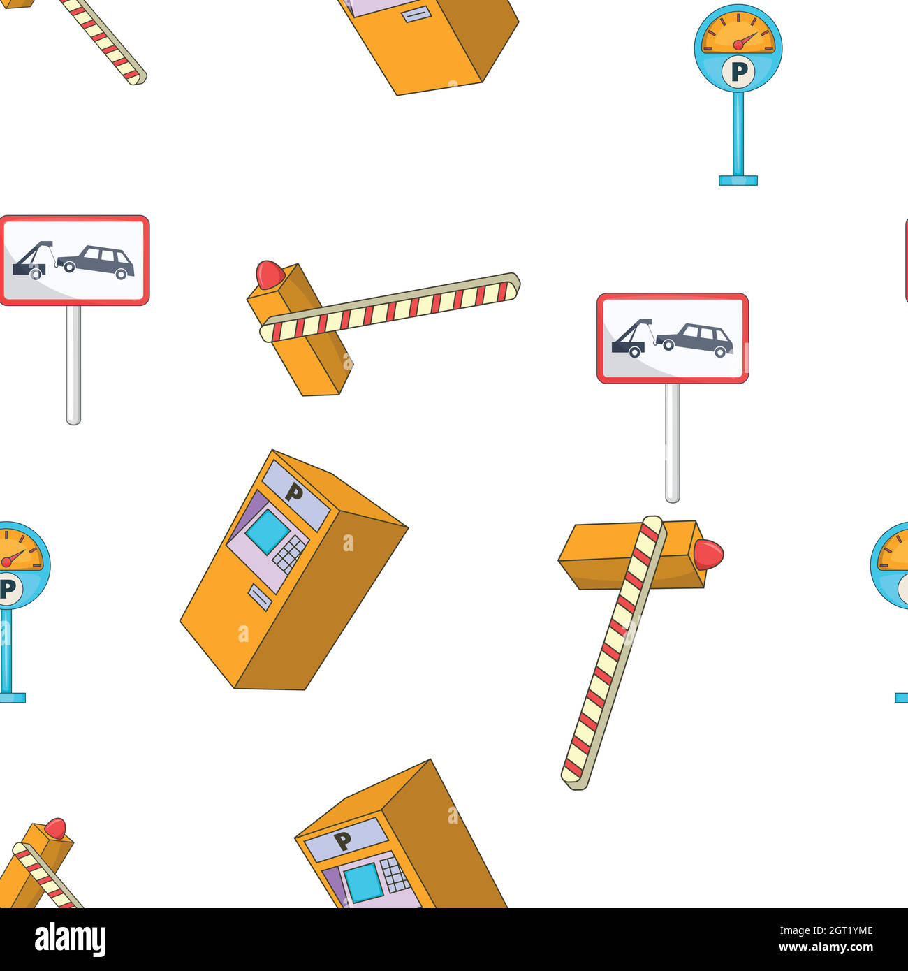 Parking station pattern, cartoon style Stock Vector