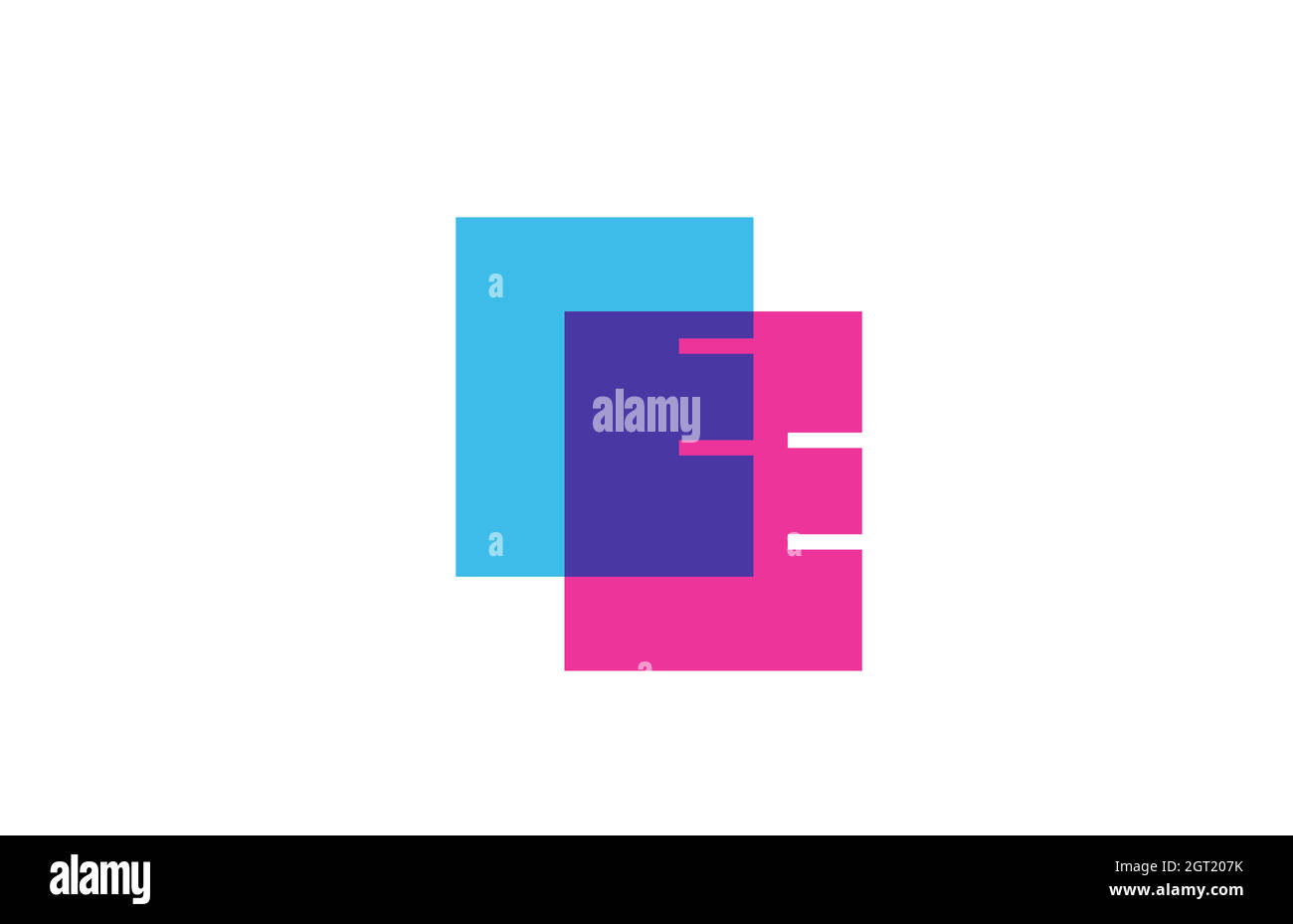intersected E letter logo icon for company. Blue and pink alphabet ...